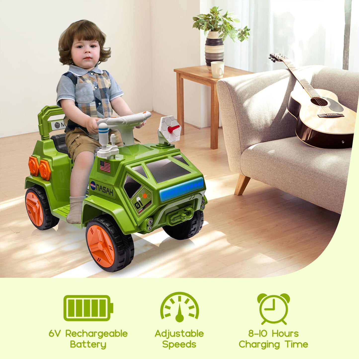 Garvee Ride - P Series: 6V Electric Toddlers Car, with Flash Lights, Music, Easy Control, for Indoor/Outdoor Use, Ride on Toy for Kids