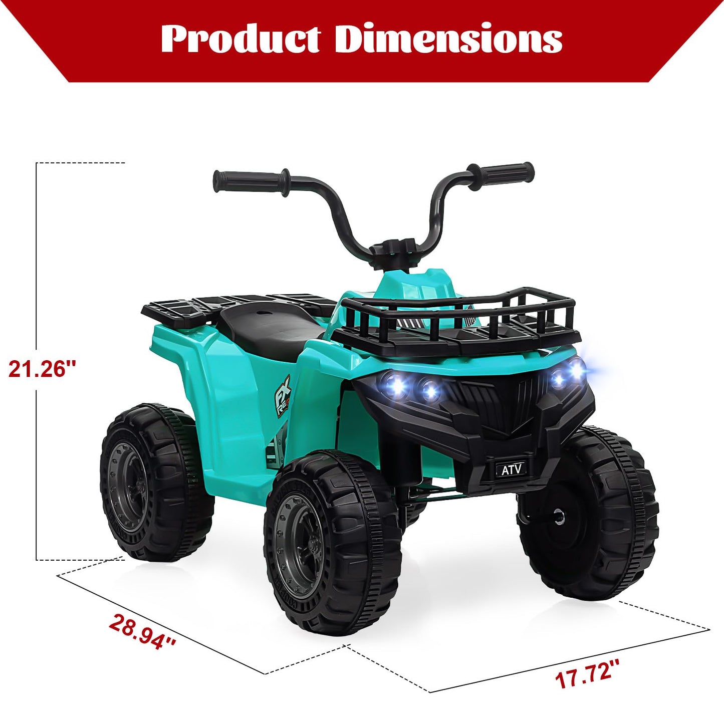 Garvee Ride - P Series: 12V Kids Ride On Electric Quad ATV, Ride Car Toy with Bluetooth Audio,High/Low Speed, LED Headlights, Battery Indicator & Radio Orange - Green
