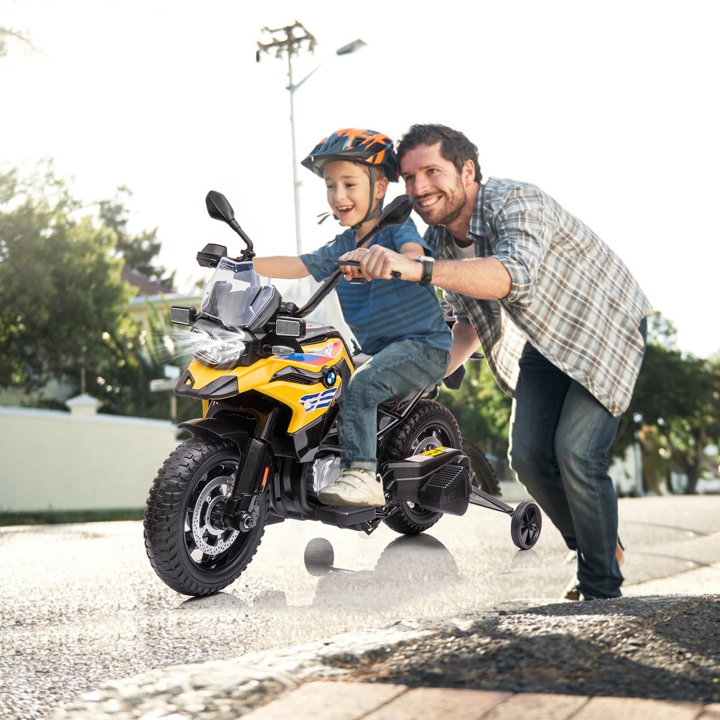 Garvee Ride - P Series: 12V 7AH Kids Motorcycle + Licensed BMW + High/Low Speed & EVA Tire + LED Headlights + Spring Suspension + Music + Boys and Girls