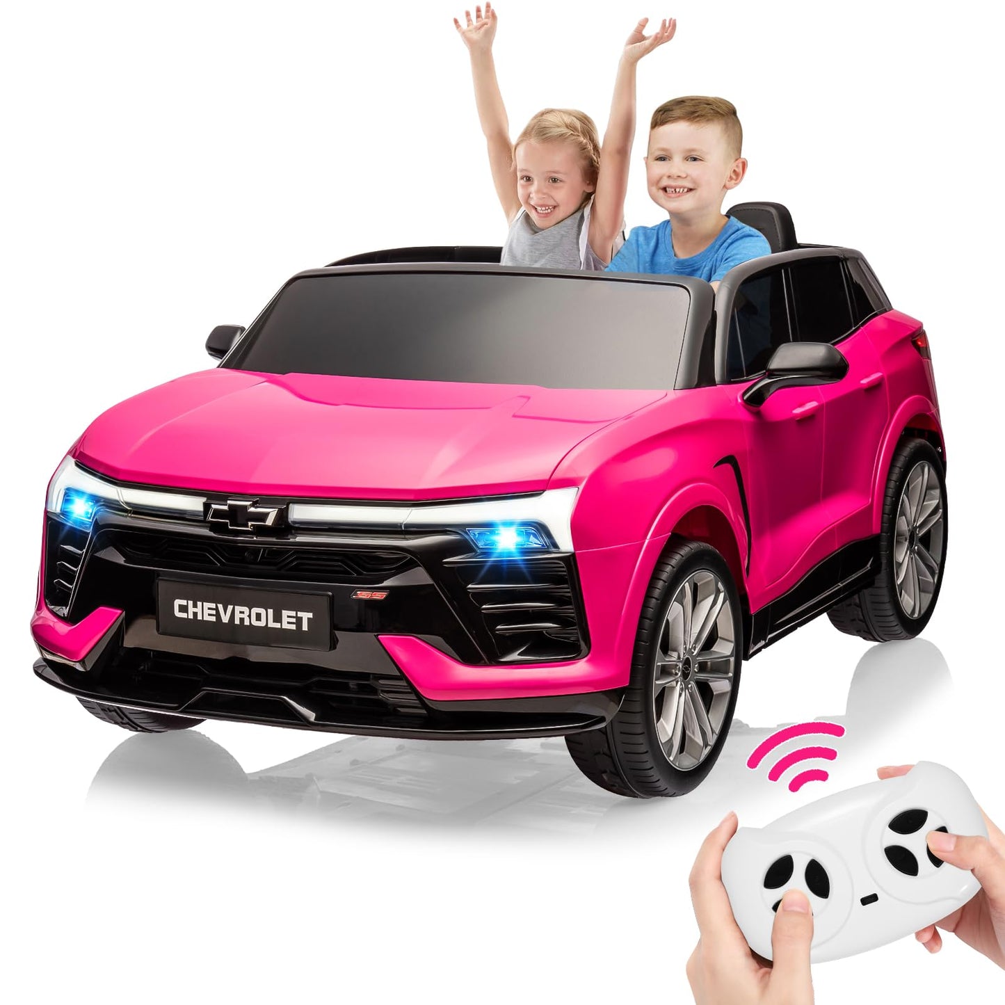 Garvee Ride - P Series: 24V 2-Seater Chevrolet Blazer Kids Car with Remote Control, Bluetooth - Pink