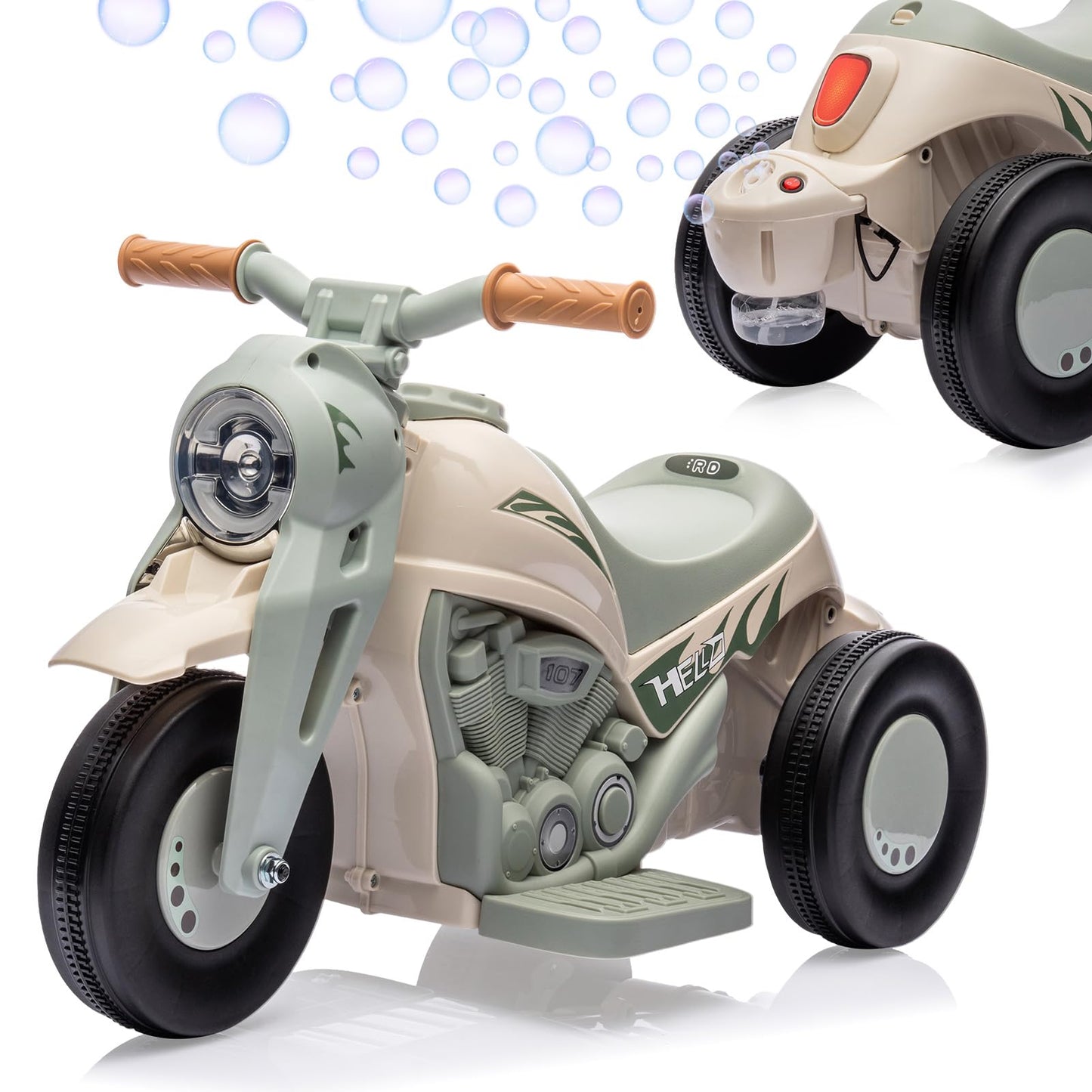 Garvee Ride - P Series: 6V Battery-Powered Electric Motorcycle with 1.9 Mph Speed, Led Headlights, Music, Pedal, Forward/Reverse, 3 Wheels | Motorbike Toy Gift for Toddlers 3 and Up - B