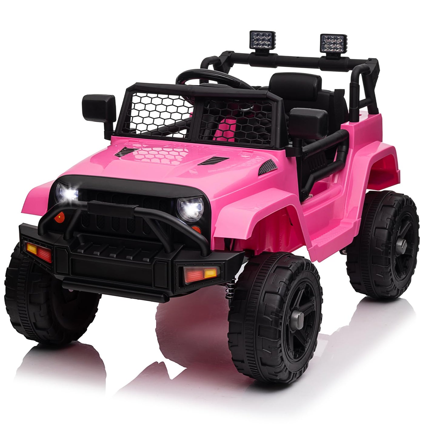 Garvee Ride - P Series: 12V Ride On Truck Car for kid : Remote Control, 3 Speeds, MP3 Music, Suspension, LED Lights,for 3+ Year Old - Pink