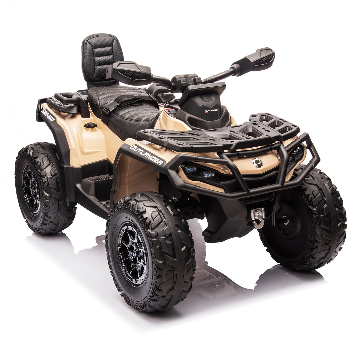 Garvee Ride - P Series: 12V Ride-On Toy Car for Toddlers, 4-Wheel Vehicle with 2-Seater, Remote Control, LED Lights, Music, and Spring Suspension, Electric Car for Kids, 2-4 Mph Safety Speed, Brown