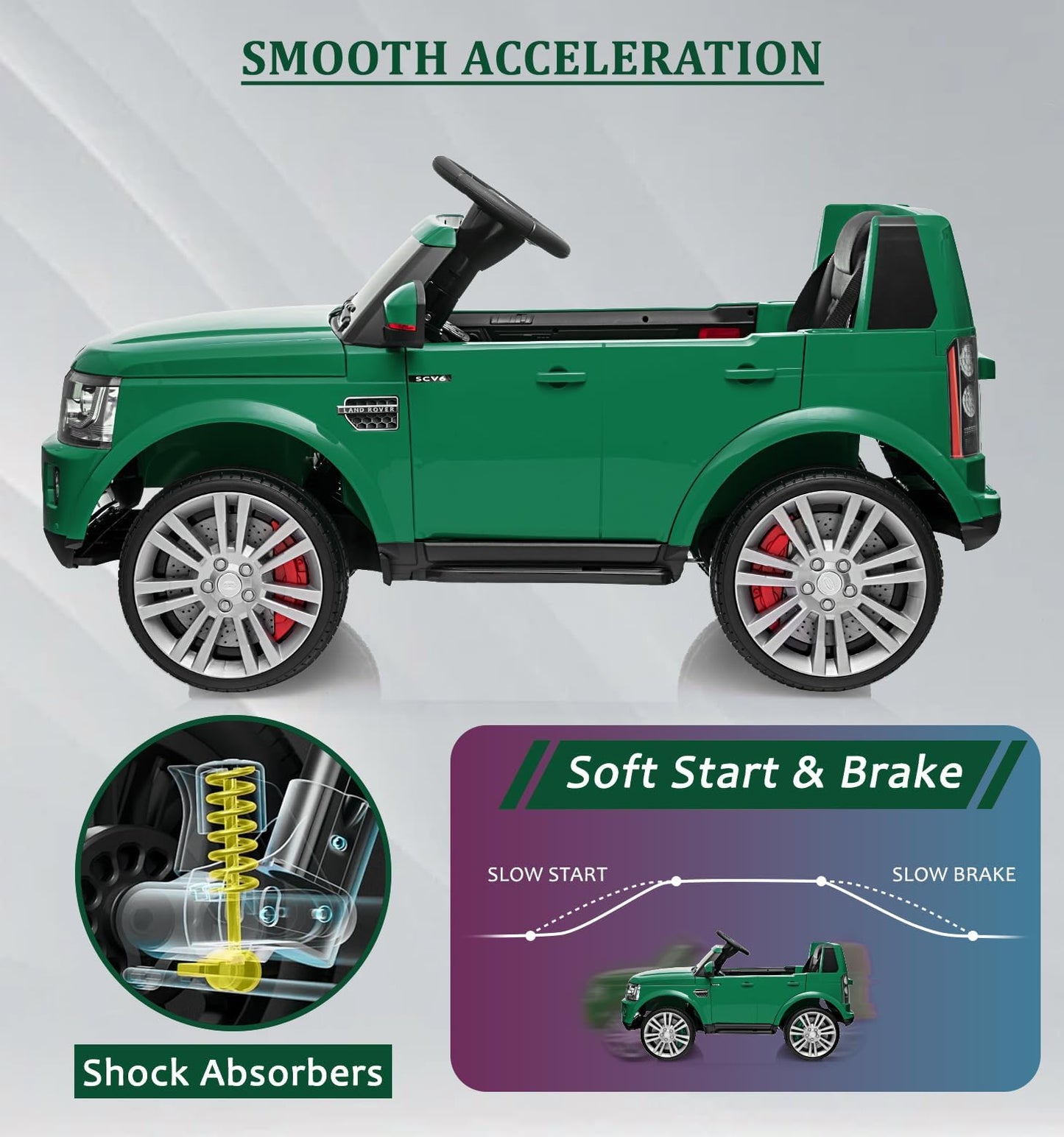 Garvee Ride - P Series: 12V 4.5 MPH, Parent Remote Control, Music Player, MP3, LED Lights, Green, 3-8 Years