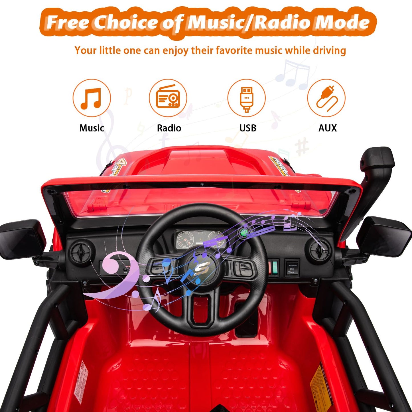 Garvee Ride - P Series: 24V 2 Seater Ride On Truck Car For Kid age 3 - 8 years, w/Remote Control, 4-Wheeler Suspension, 4x55W Powerful Engine, 4WD Battery Powered, LED Lights, Soft Braking - Red