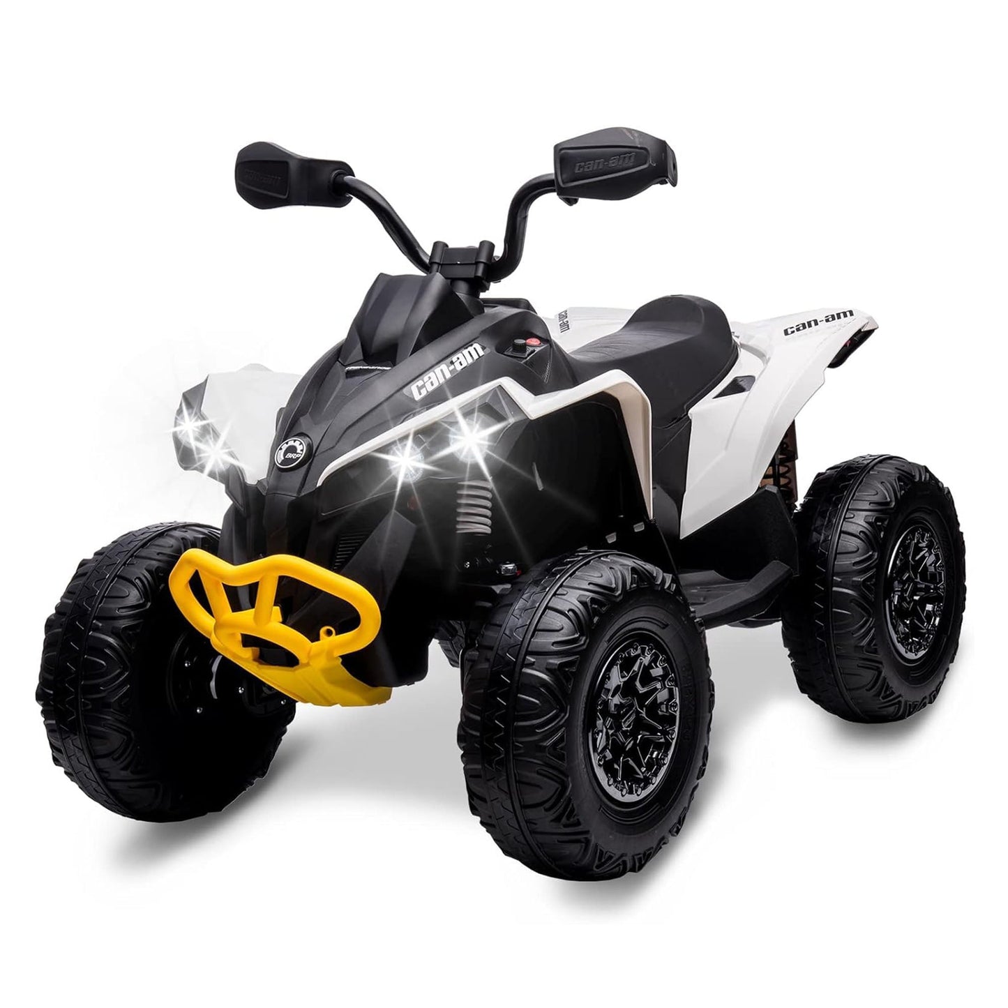 Garvee Ride - P Series: 12V Kids ATV: Can-Am Licensed, Dual Control, LED, Bluetooth, 5MPH, White