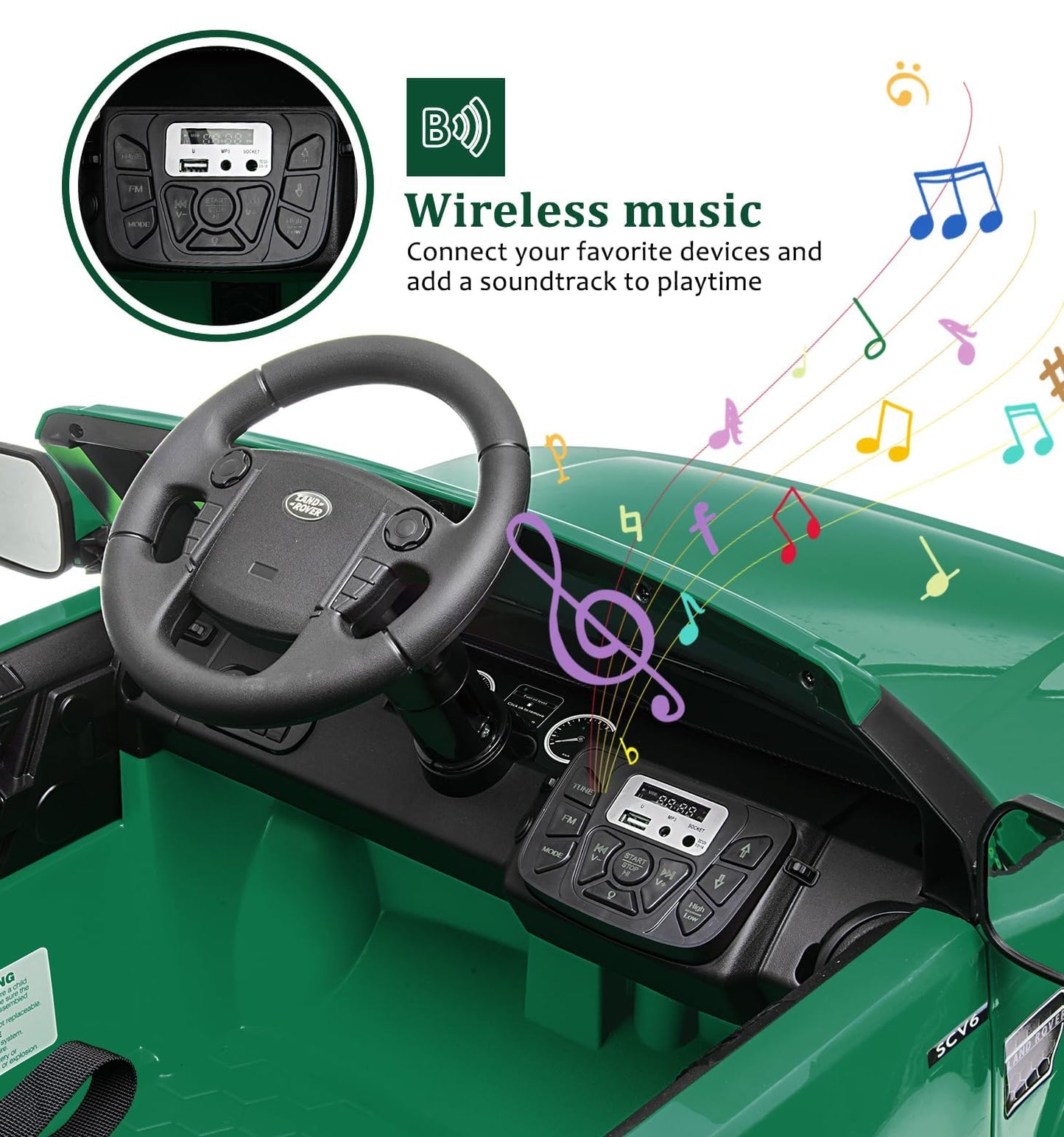 Garvee Ride - P Series: 12V 4.5 MPH, Parent Remote Control, Music Player, MP3, LED Lights, Green, 3-8 Years