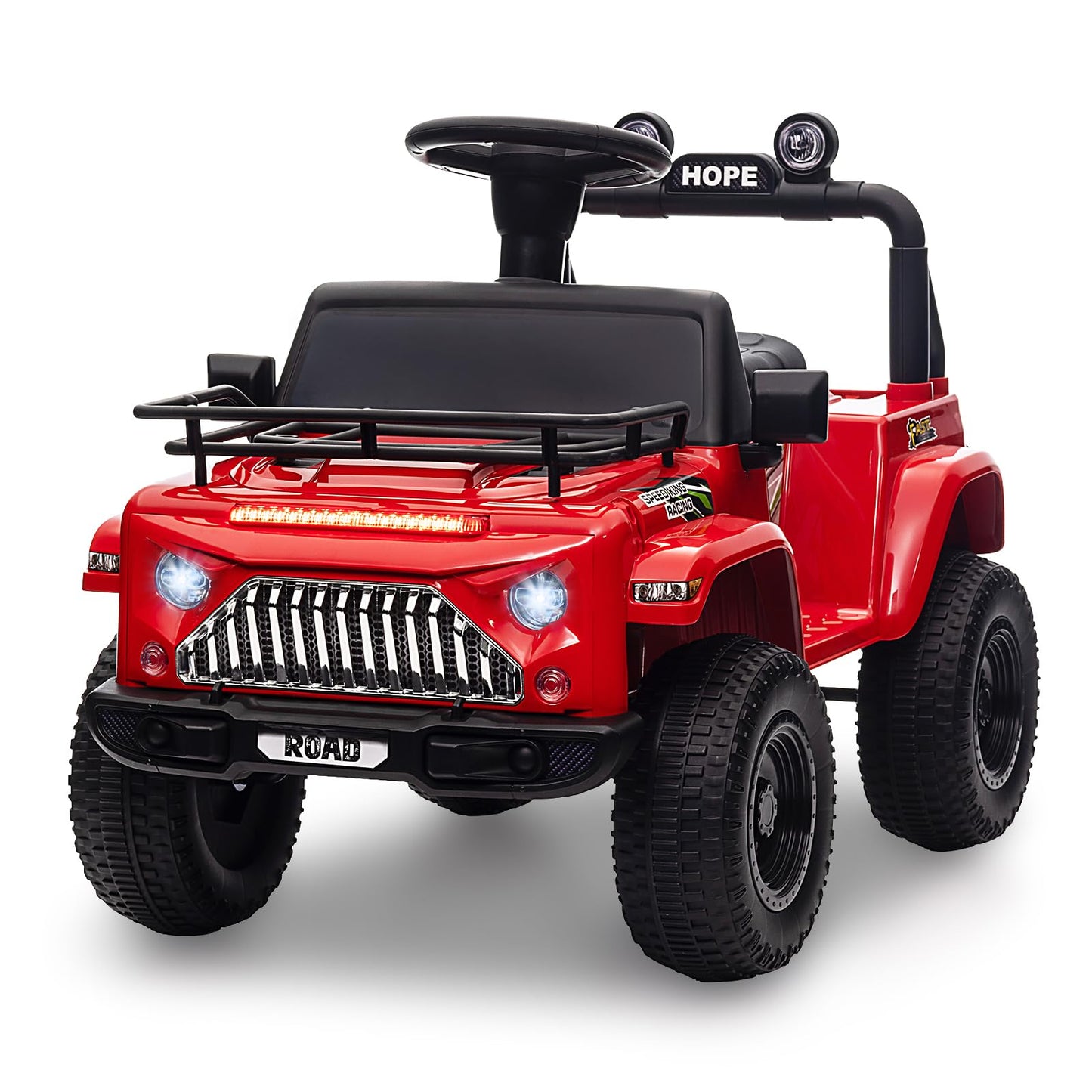 Garvee Ride - P Series: 6V Ride On Car for Toddlers - Battery Powered Electric Car with Music, LED Light, FM, Horn, Rear Storage, 4 Wheels - Red