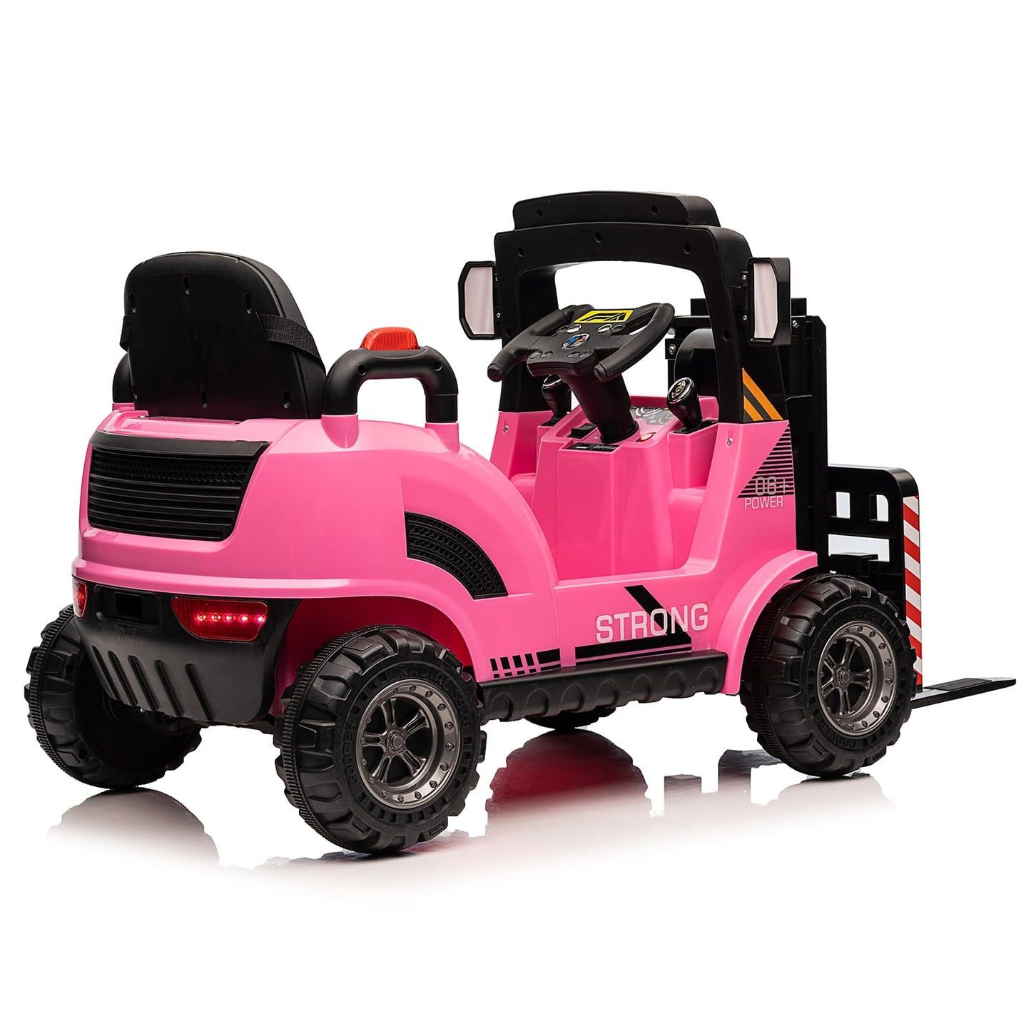 Garvee Ride - P Series: 12V Electric Forklift Ride-On: Liftable Fork, Remote, Music, Realistic Design, 66lb Load, for 3-7 Years - Pink