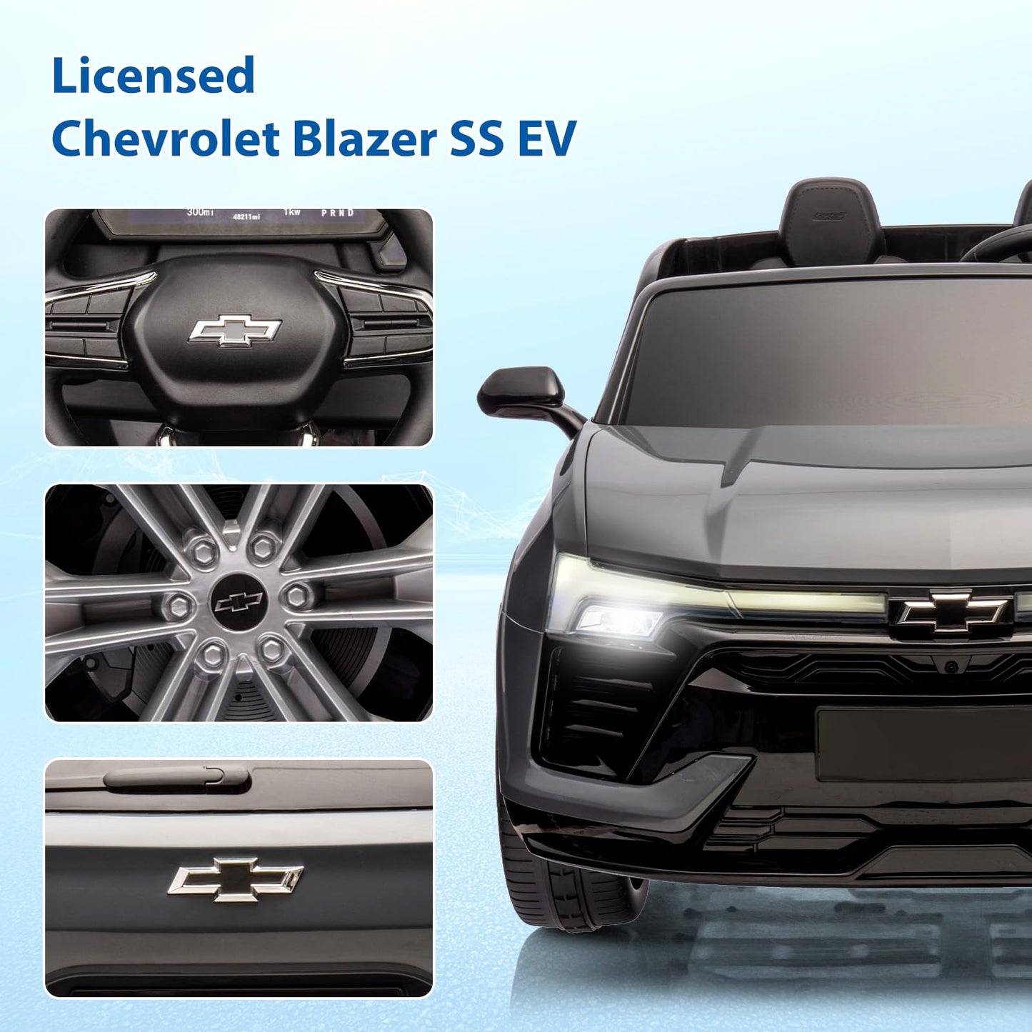 Garvee Ride - P Series: 24V 2-Seater Chevrolet Blazer Kids Car with Remote Control, Bluetooth - Grey