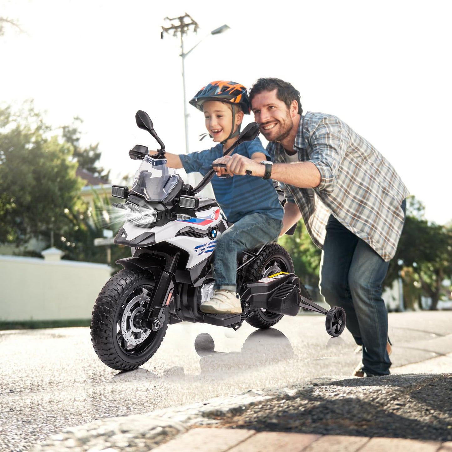 Garvee Ride - P Series: 12V 7AH Kids Motorcycle + Licensed BMW + High/Low Speed, EVA Tire + LED Headlights, Spring Suspension + Music, Storage + Boys and Girls