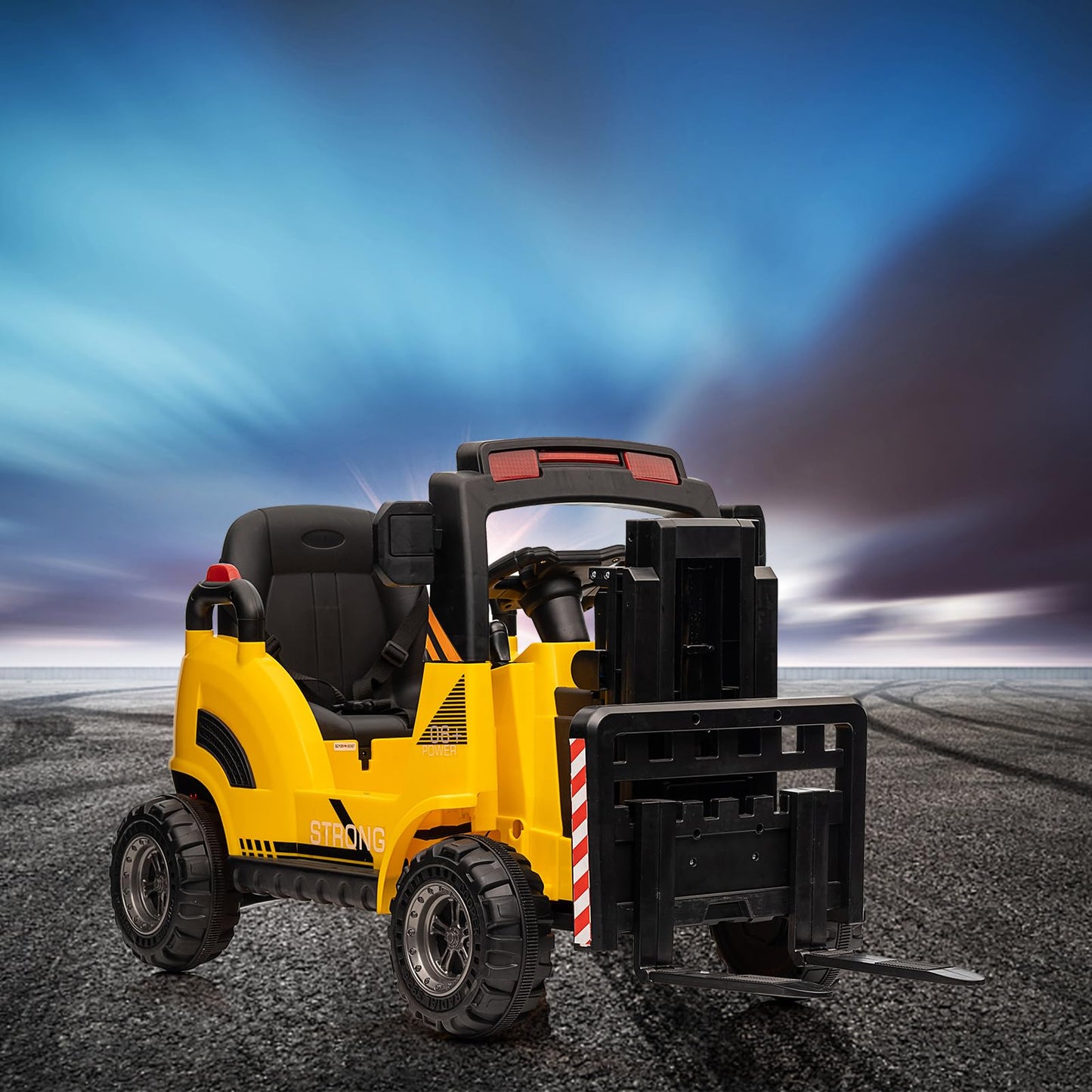 Garvee Ride - P Series: 12V Electric Forklift Ride-On: Liftable Fork, Remote, Music, Realistic Design, 66lb Load, for 3-7 Years - Yellow
