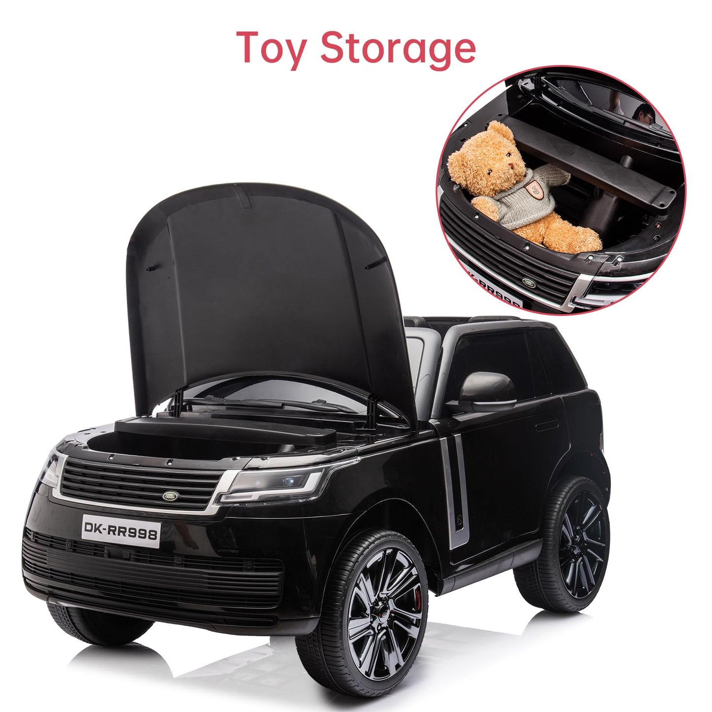 Garvee Ride - P Series: 24V 2-Seater Land Rover Ride-On Car For age 3+, With MP3, 3 Speeds, Remote Control, LED, 4-Wheel Suspension - Black