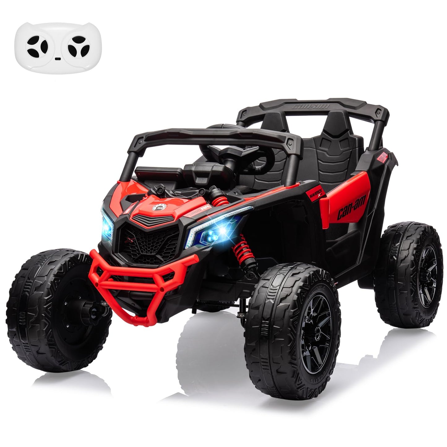 Garvee Ride - P Series: 12V Can-Am Ride-On UTV: Remote Control, Large Seat, Music, LED Lights, Spring Suspension, for Boys & Girls - Red