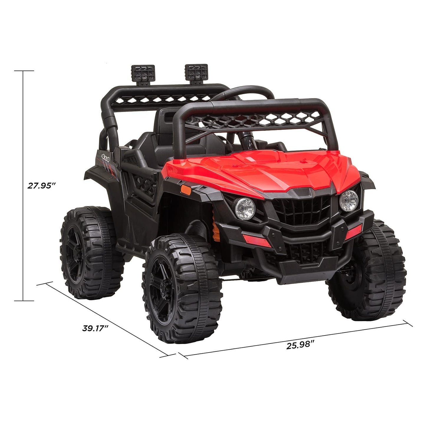 Garvee Ride - P Series: 12V Kids Car: Ride-On Truck, Remote, Suspension, LED, 1.8-3.7 MPH, MP3, Engine Sound, ASTM Certified, for 3-7 Years - Red