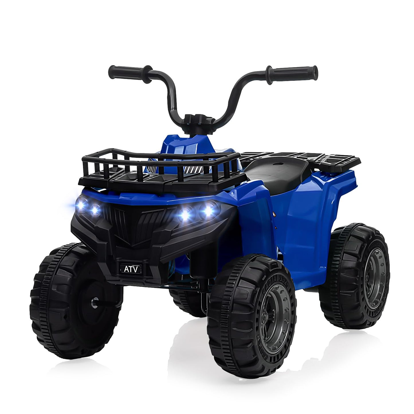 Garvee Ride - P Series: 12V Kids Ride On Electric Quad ATV, Ride Car Toy with Bluetooth Audio,High/Low Speed, LED Headlights, Battery Indicator & Radio Orange - Blue
