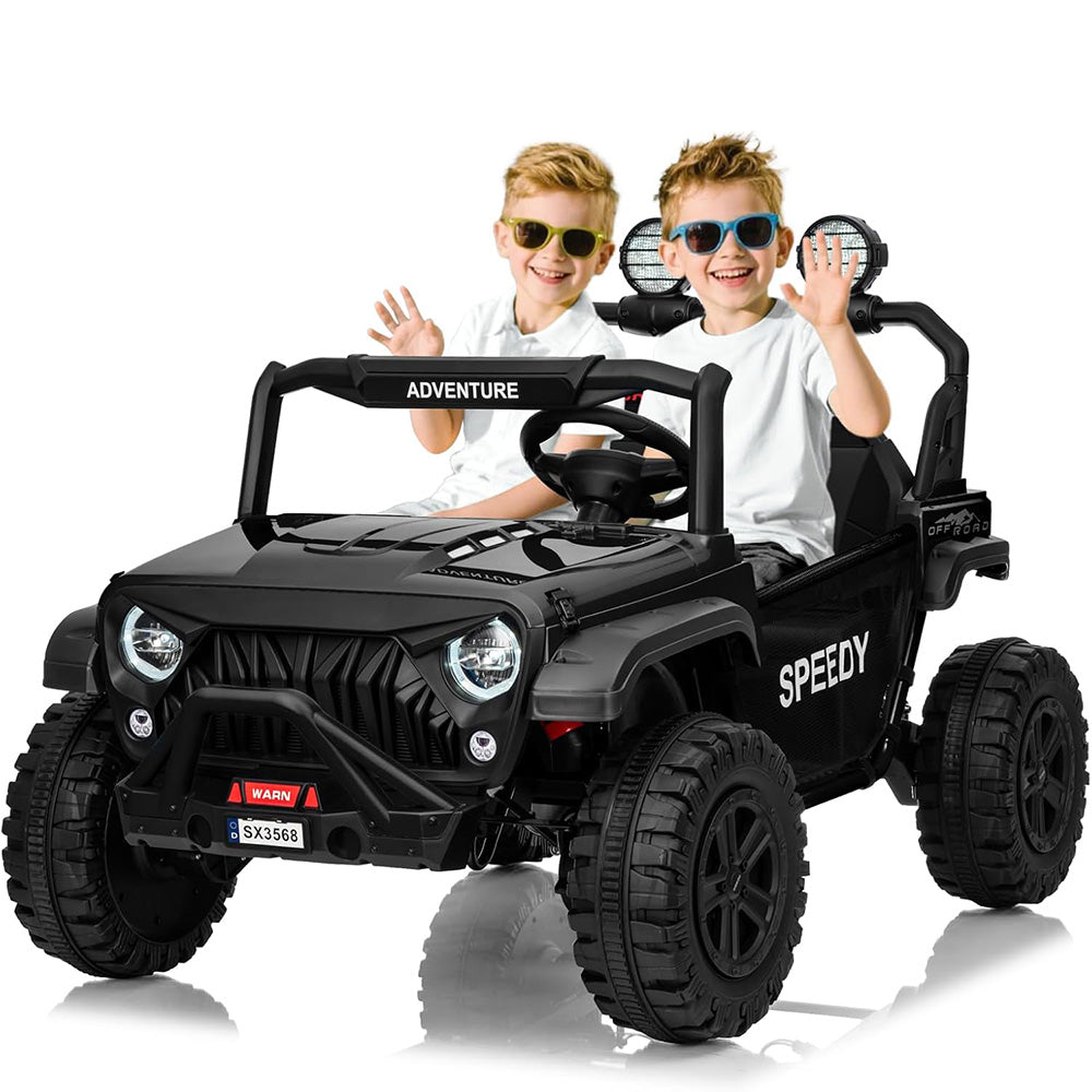 Garvee Ride P Series 24V Kids Toddler Ride On Truck 4WD 3 Speeds Large 7AH Battery Bluetooth MP3 Parent Safety Brake Red Outdoor Play - Black