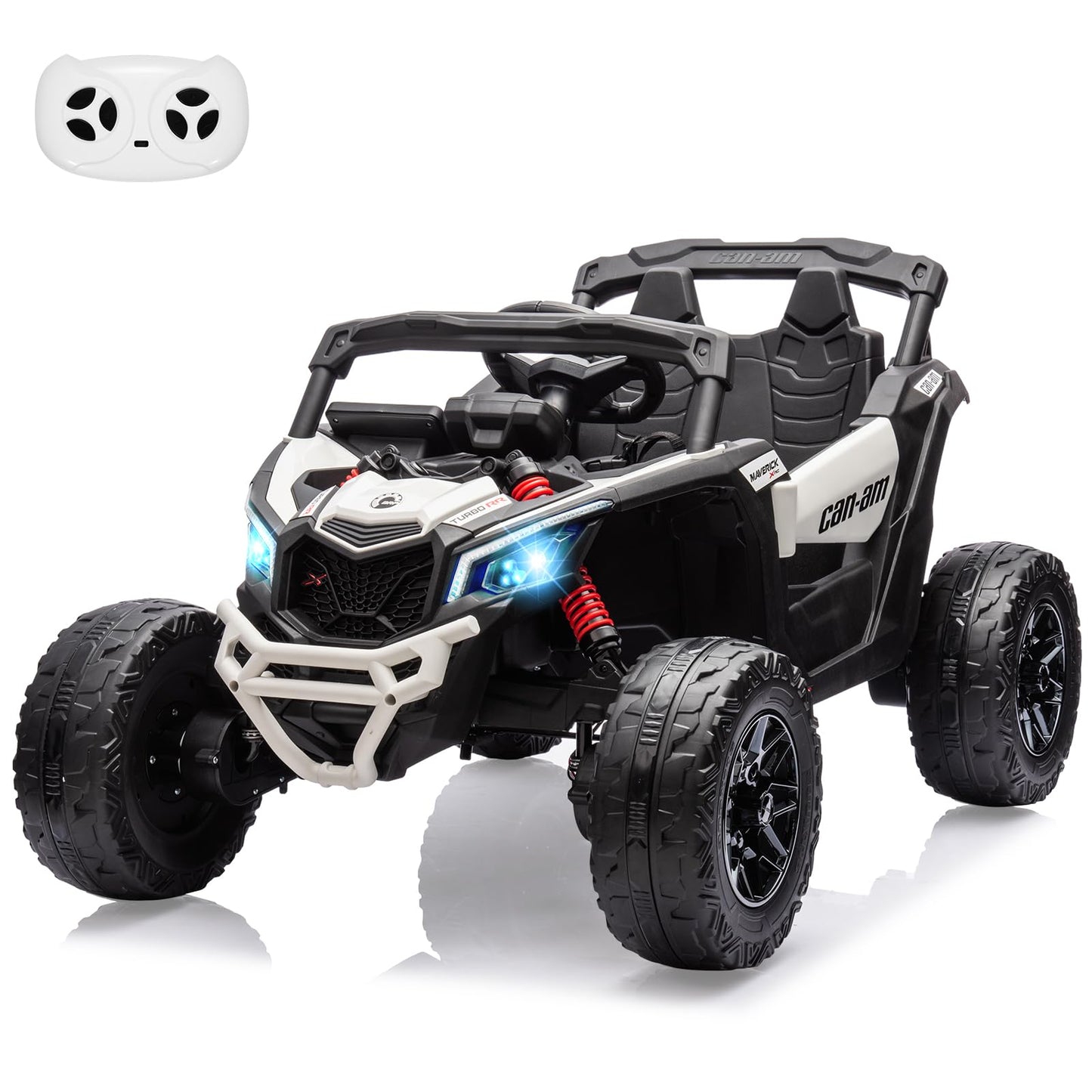 Garvee Ride - P Series: 12V Can-Am Ride-On UTV: Remote Control, Large Seat, Music, LED Lights, Spring Suspension, for Boys & Girls - White