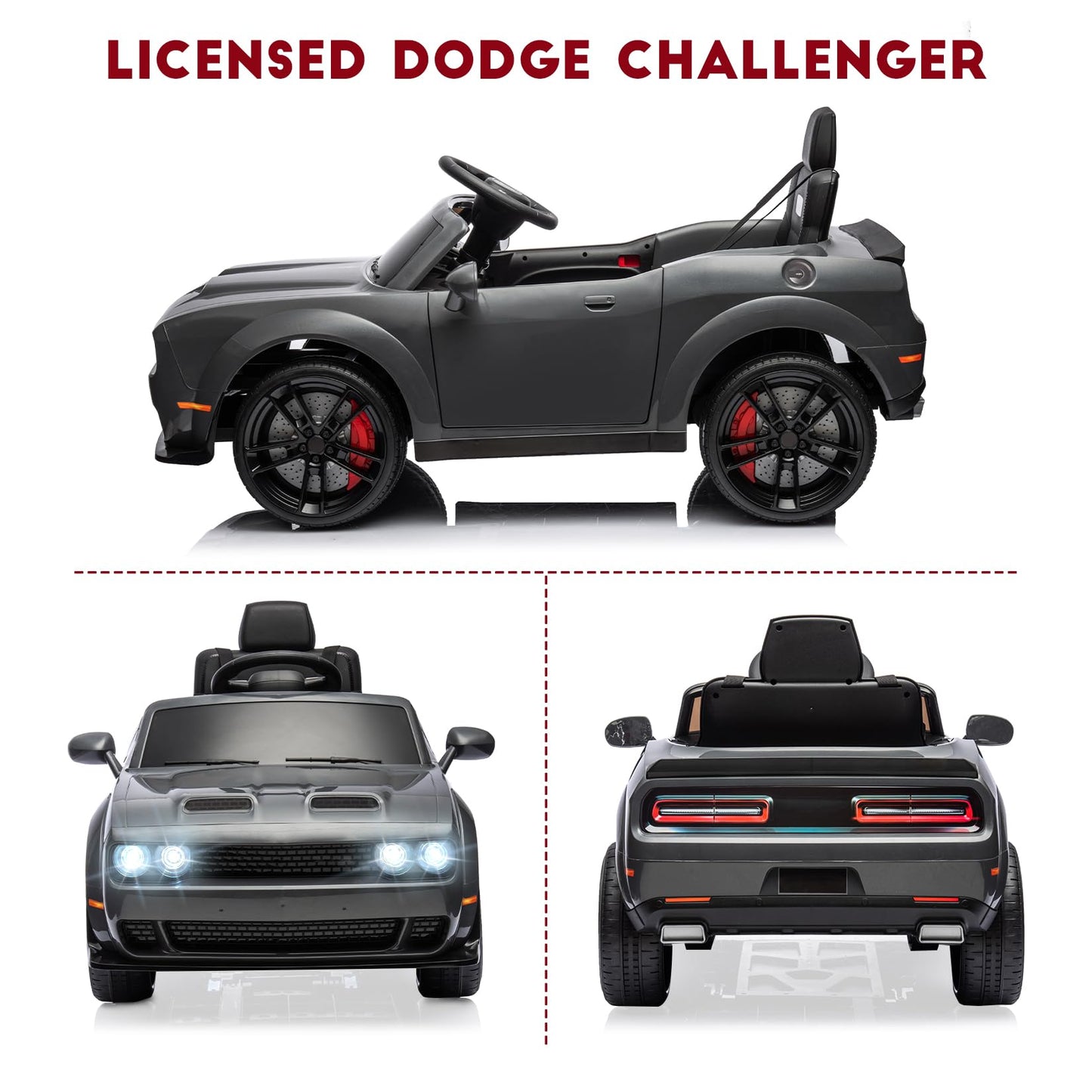 Garvee Ride - P Series: 12V Kids' Electric Ride On Car, Licensed Dodge Challenger Electric Car, Battery Powered Car with Parental Remote & Kids Manual Control, Battery Display, Volume Control for Kids