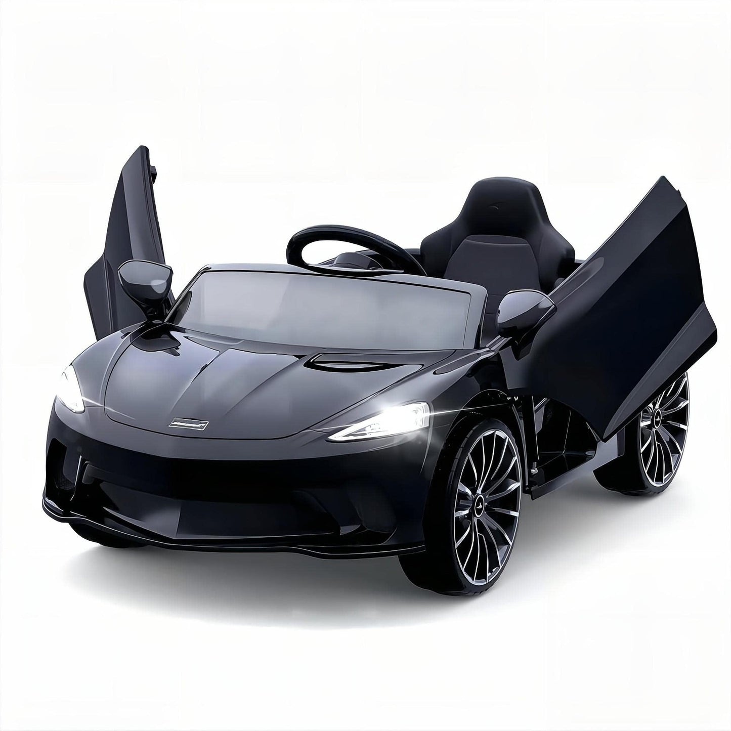 Garvee Ride - P Series: 12V Kids Ride on Car, Licensed Mclaren Battery Powered Electric Car with Remote Control, 3 Speeds, Bluetooth Music, Horn, LED Lights, 4-Wheel Ride on Toys - Black