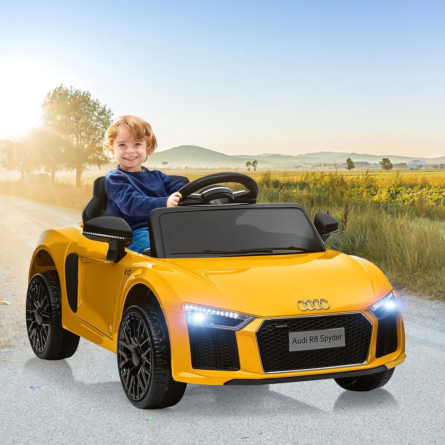 Garvee Ride - P Series: 12V Power Battery Electric Vehicles for 3-7 Toddlers, Licensed Toy Car with Remote Control, MP3 Player - Yellow