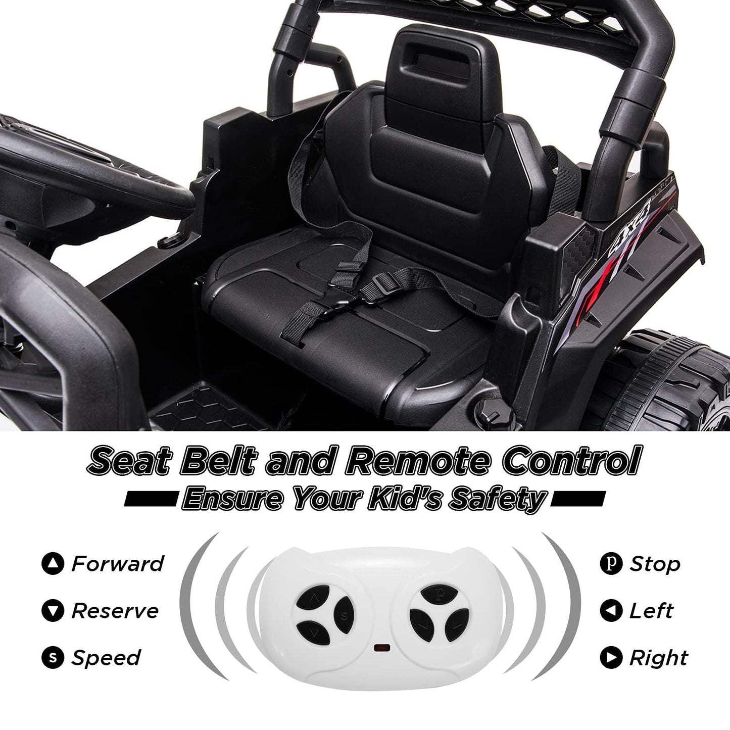 Garvee Ride - P Series: 12V Kids Car: Ride-On Truck, Remote, Suspension, LED, 1.8-3.7 MPH, MP3, Engine Sound, ASTM Certified, for 3-7 Years - Red