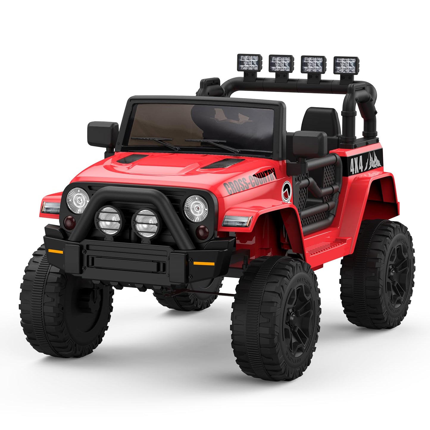 Garvee Ride - P Series: 12V Kids Ride On Truck Car w/Parent Remote Control, Spring Suspension, Led Lights,3 Speed Adjustable, Kids Gift for Boys and Girls - Red