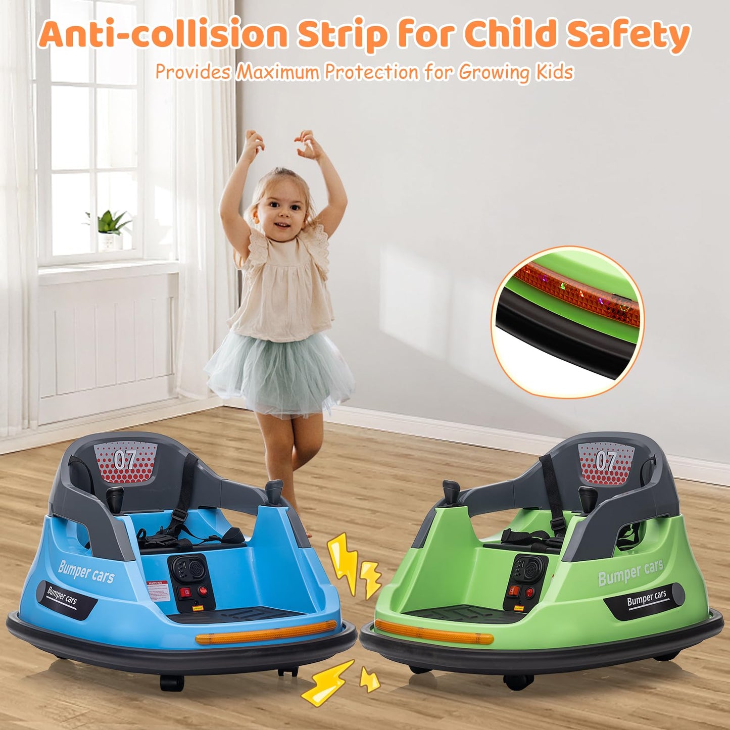 Garvee Ride - P Series: 12V Kids Bumper Car with Remote Control, LED Lights & 360 Degree Spin, Indoor and Outdoor Kids Toy for 18+ Months Kids - Green