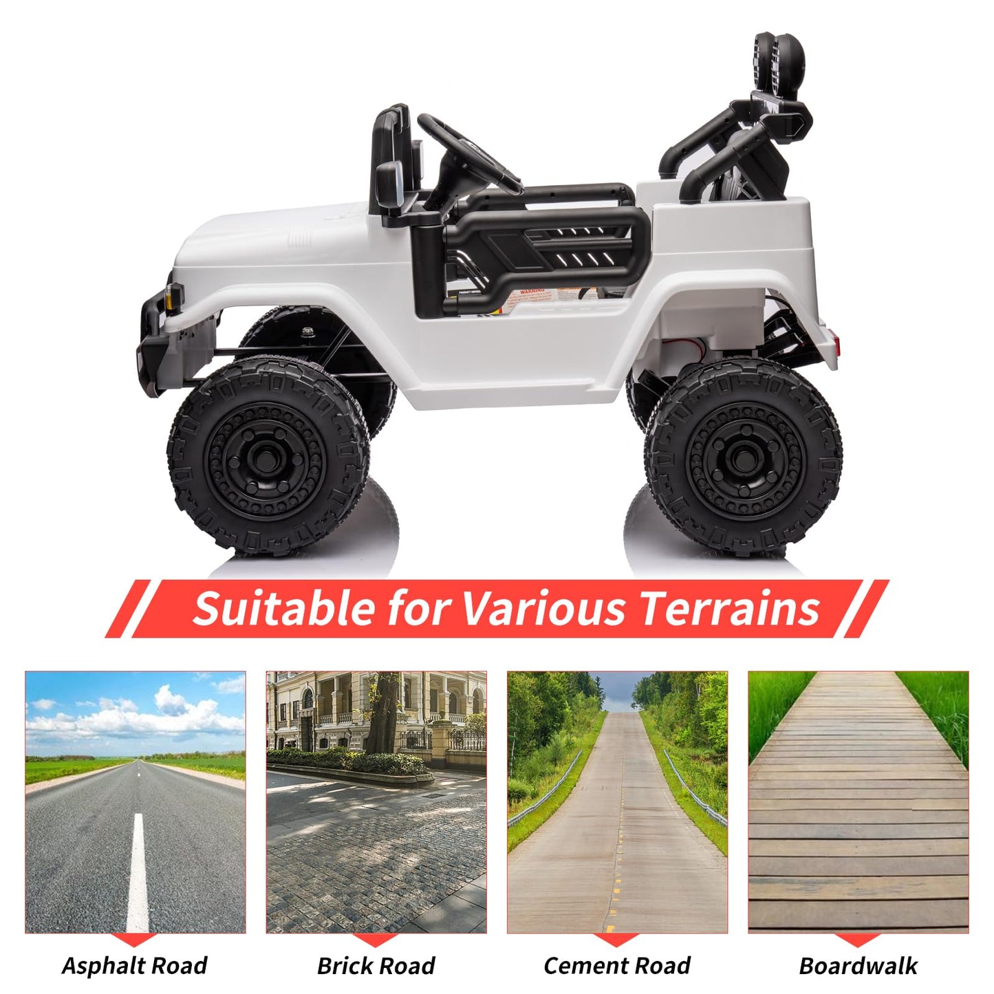 Garvee Ride - P Series: 12V Ride on Car for Kids, Licensed Toyota Ride on Truck, Battery Powered Electric Kids Car with Remote Control, Music, LED Lights, Suspension System, Double Doors, Safety Belt,Ride On Toy - White