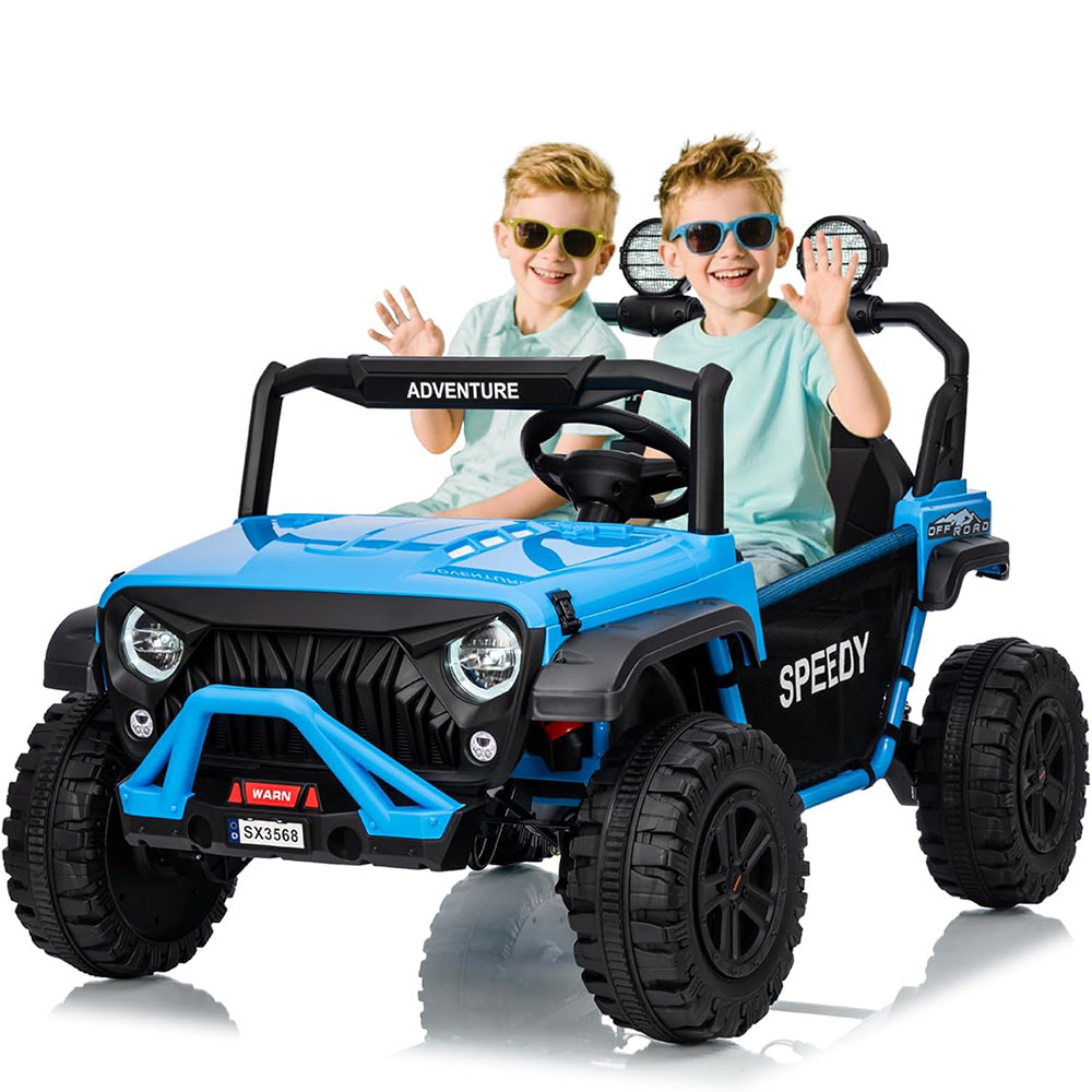 Garvee Ride P Series 24V Kids Toddler Ride On Truck 4WD 3 Speeds Large 7AH Battery Bluetooth MP3 Parent Safety Brake Red Outdoor Play - Blue