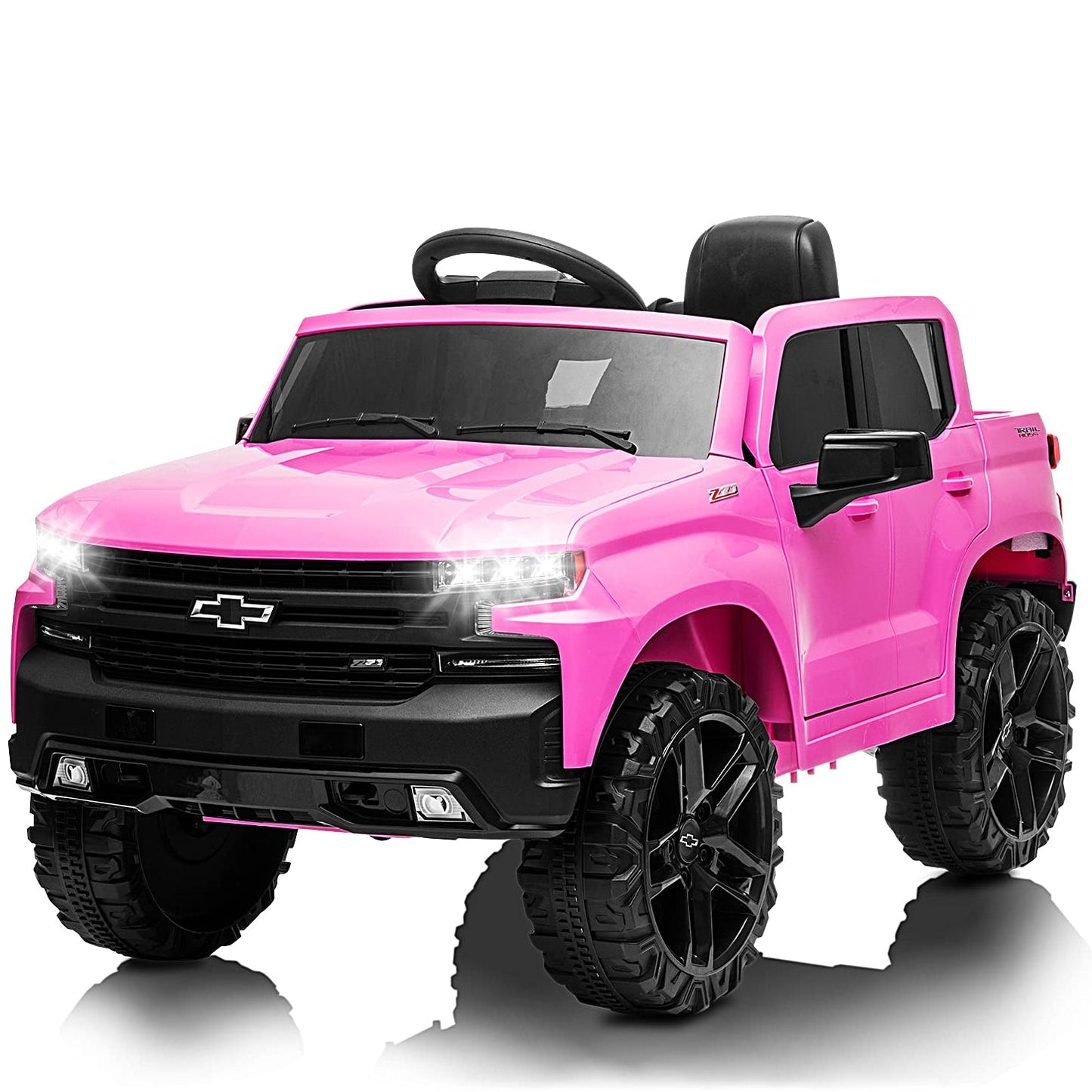 Garvee Ride - P Series: 12V Ride on Car with Remote Control, Battery Powered Licensed Chevrolet Silverado GMC Kids Ride On Truck, Toddler Electric Vehicles Toys,Music,FM,Bluetooth, Spring Suspension, LED Light - Pink