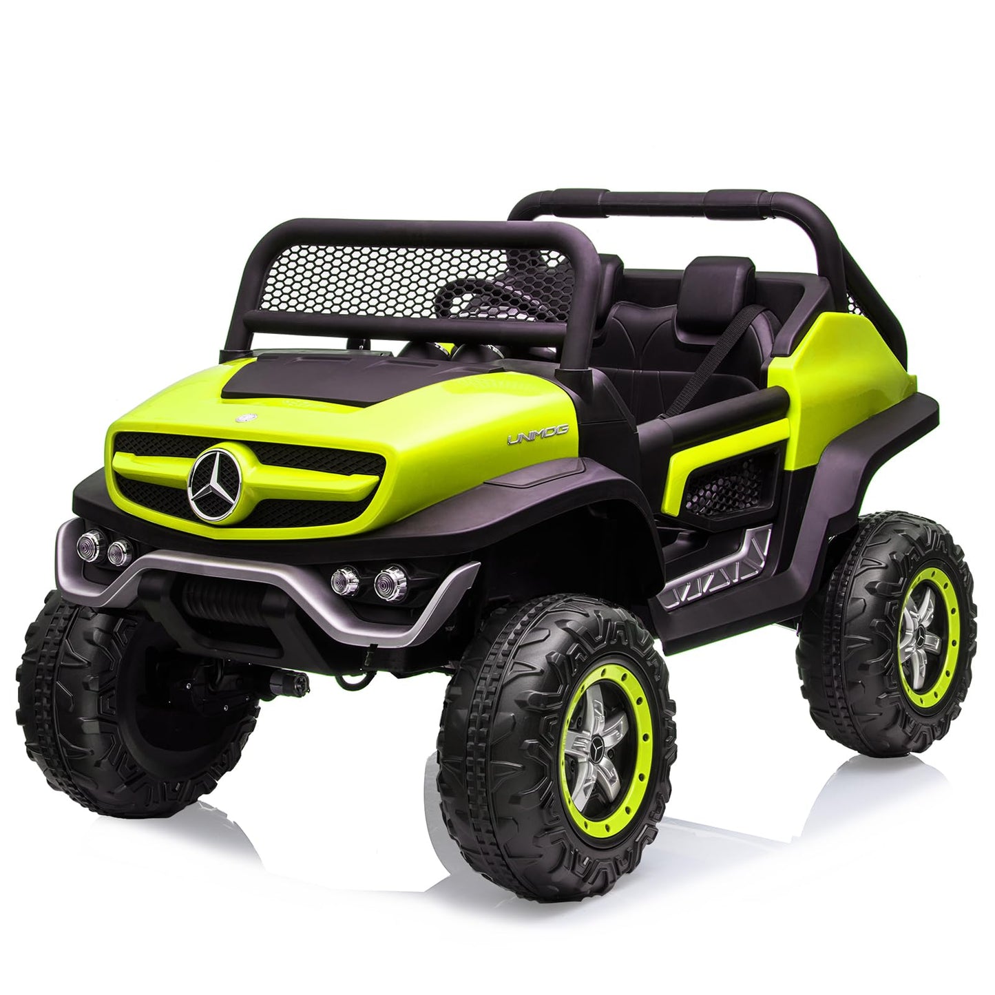 Garvee Ride - P Series: 2 Seater Kids Ride On Truck 24V Ride On Toy Licensed Mercedes Benz Battery Powered Electric Vehicle for Toddles With Remote Control, Battery Display, Trunk, Spring Suspension, Led Lights, Music, Green