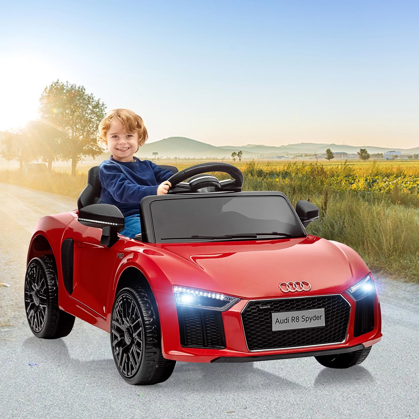 Garvee Ride - P Series: 12V Power Battery Electric Vehicles for 3-7 Toddlers, Licensed Toy Car with Remote Control, MP3 Player - Red