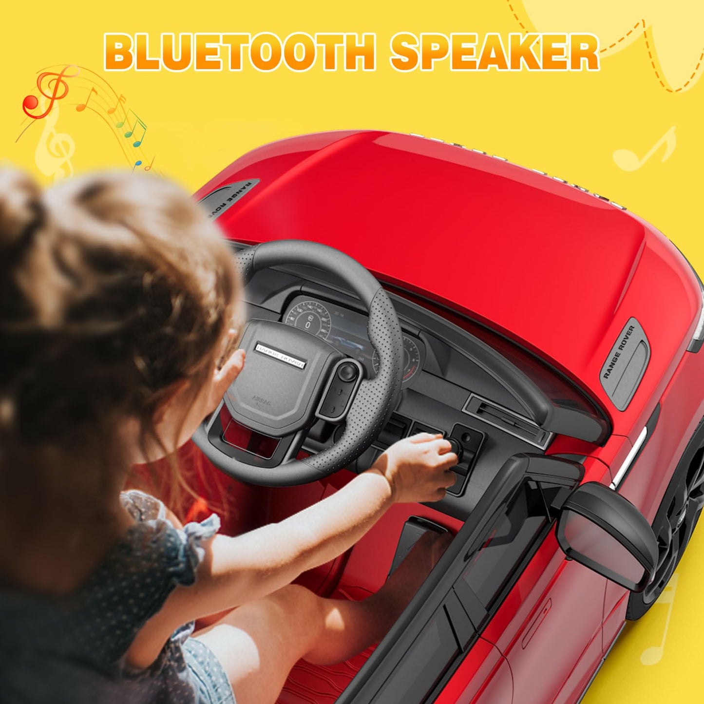 Garvee Ride - P Series: 3-8, 12V Licensed Land Rover Ride Electric Car for Kids with Parent Remote Control, MP3 Player, Rocking, Pull Rod - Red
