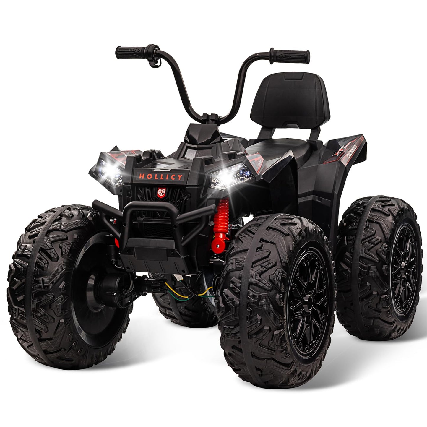 Garvee Ride - P Series: 24V Kids ATV, Ride on Car 4WD Quad Electric Vehicle, 4x80W Powerful Engine, with 7AHx2 Large Battery, Accelerator Handle, EVA Tire, Full Metal Suspension, LED Light, Bluetooth&Music - Blake