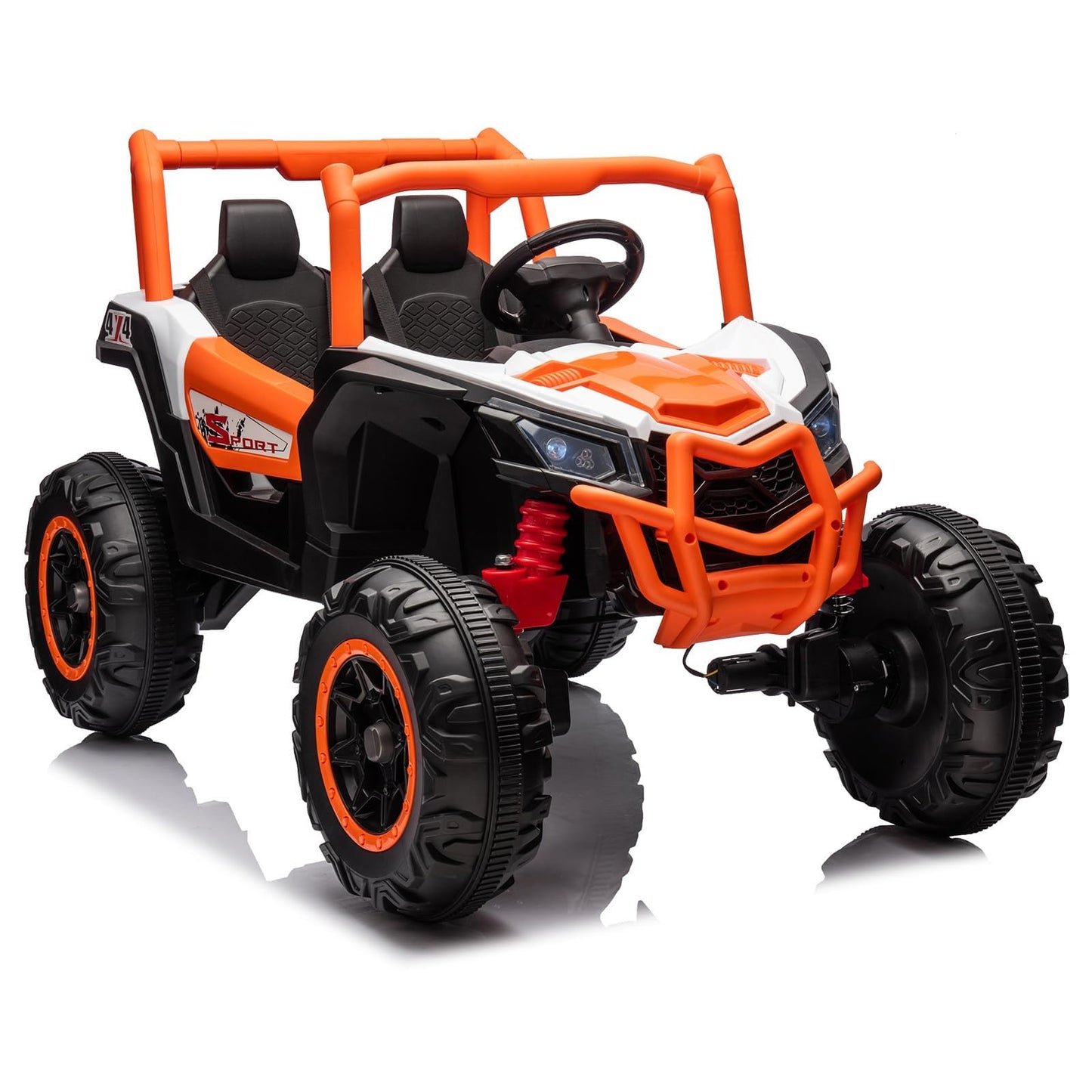 Garvee Ride - P Series: 2 Seater Ride on Car,12V Battery Powered Off-Road UTV Toy,Electric Car with Remote Control,Metal Frame,EVA Wheels,LED,Spring Suspension for 3-8 Boys&Girls - Orange