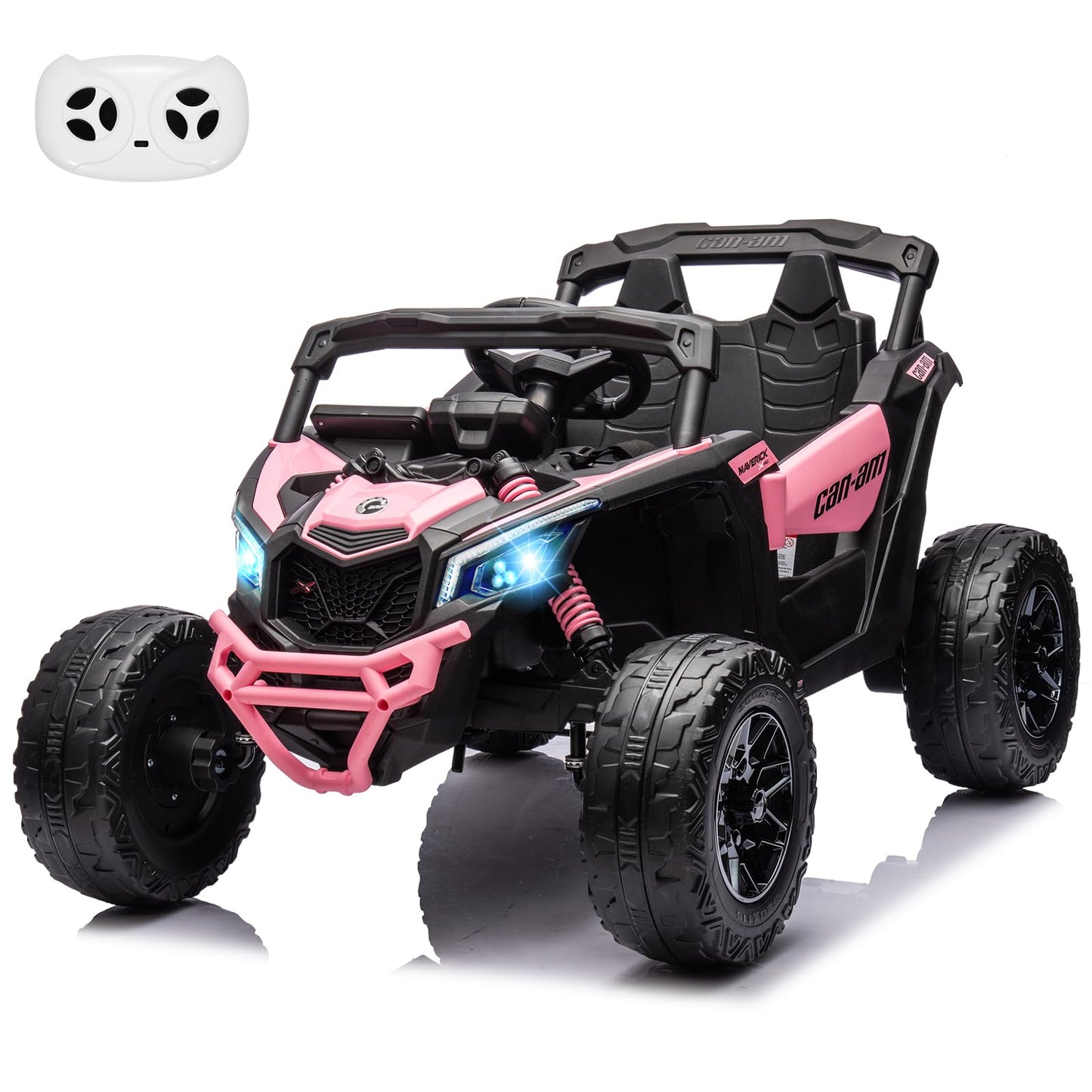 Garvee Ride - P Series: 12V Can-Am Ride-On UTV: Remote Control, Large Seat, Music, LED Lights, Spring Suspension, for Boys & Girls - Pink