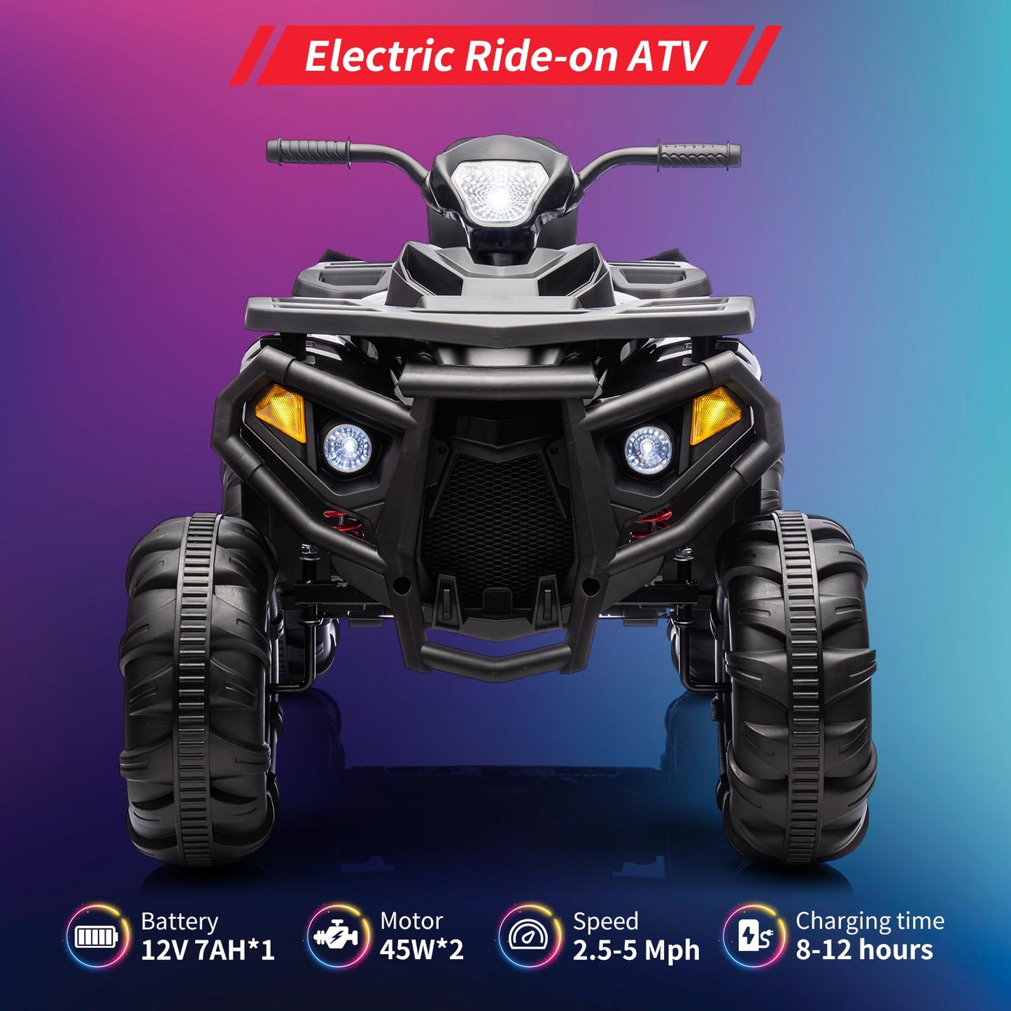 Garvee Ride - P Series: 4 Wheeler Electric Vehicle for Big Kids 2 Seater Battery Powered Ride On Toy Car with Spring Suspension, LED Lights, High & Low Speed, Music, USB, Soft Start for Toddlers, Black