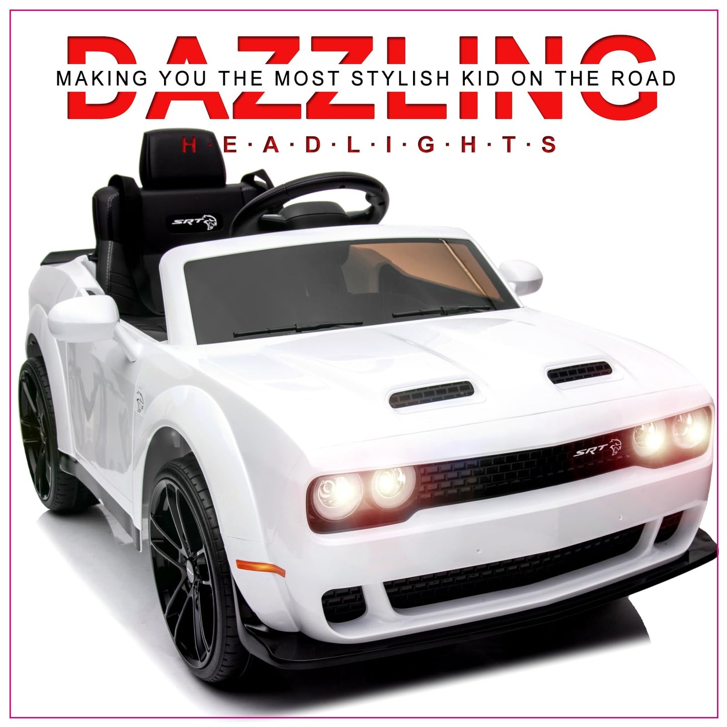 Garvee Ride - P Series: 12V Electric Vehicles Battery Powered with Remote Control, LED Lights, Bluetooth, MP3 for Boys Girls - White