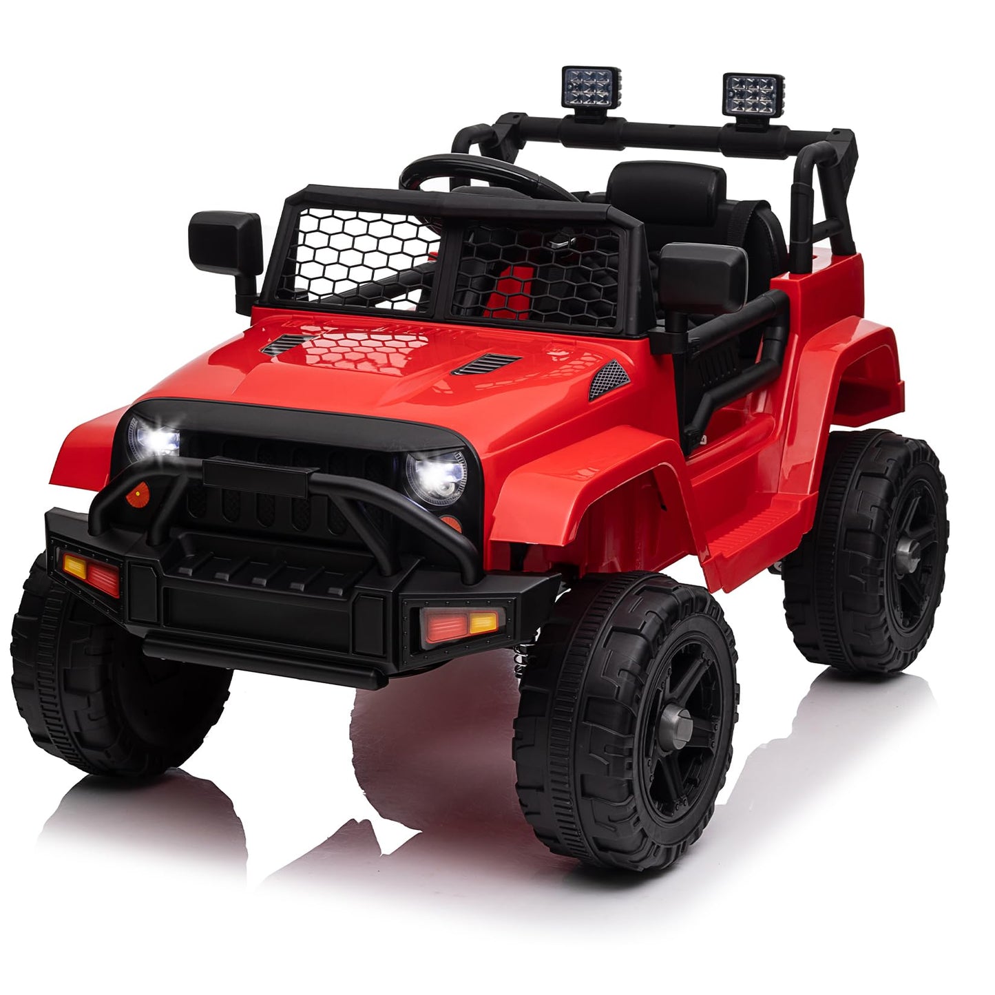 Garvee Ride - P Series: 12V Ride On Truck Car for kid : Remote Control, 3 Speeds, MP3 Music, Suspension, LED Lights,for 3+ Year Old - Red