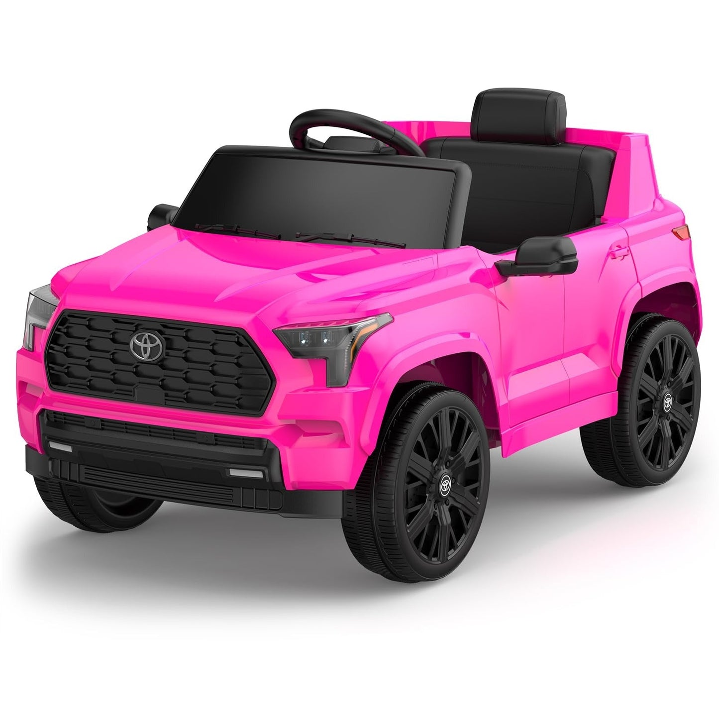 Garvee Ride on Truck Car, 12V Licensed Toyota Electric Cars for Kids, Ride on Toys with Remote Control, Spring Suspension, LED Lights, Bluetooth, 3 Speeds - Rose