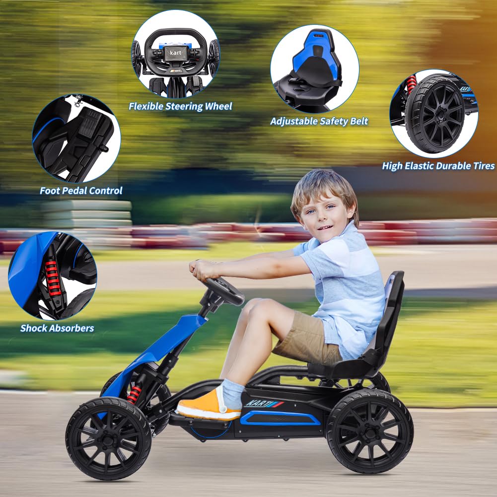 Garvee Ride - P Series: 12V Electric Go Kart for Kids,7Ah Battery Powered Car for Toddlers, Adjustable Seat, High/Low Variable Speeds,EVA Wheels, for 3-6 Years - Blue