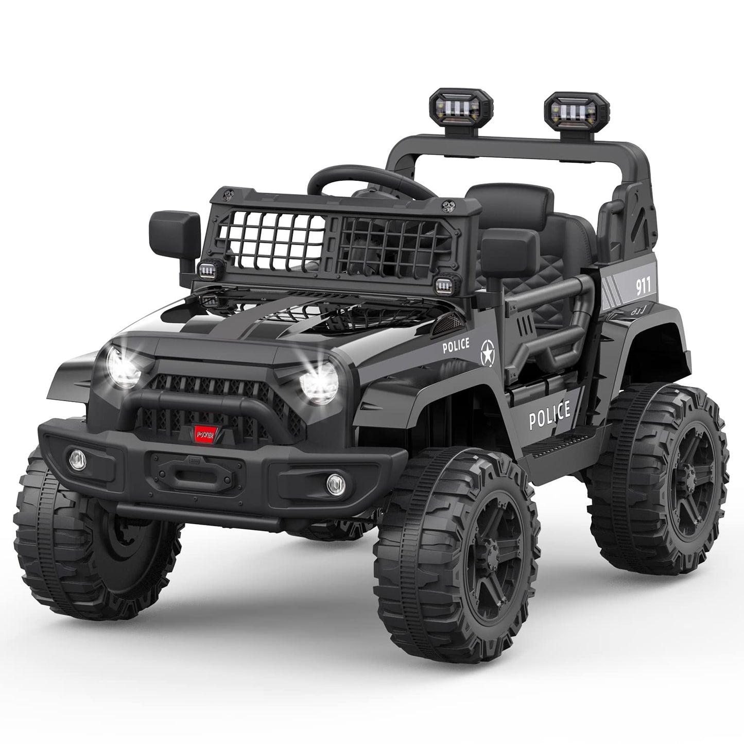 Garvee Ride P Series 12V Kids Electric Vehicles with Remote Control Spring Suspension, LED Lights, Bluetooth, 2 Speeds - Black