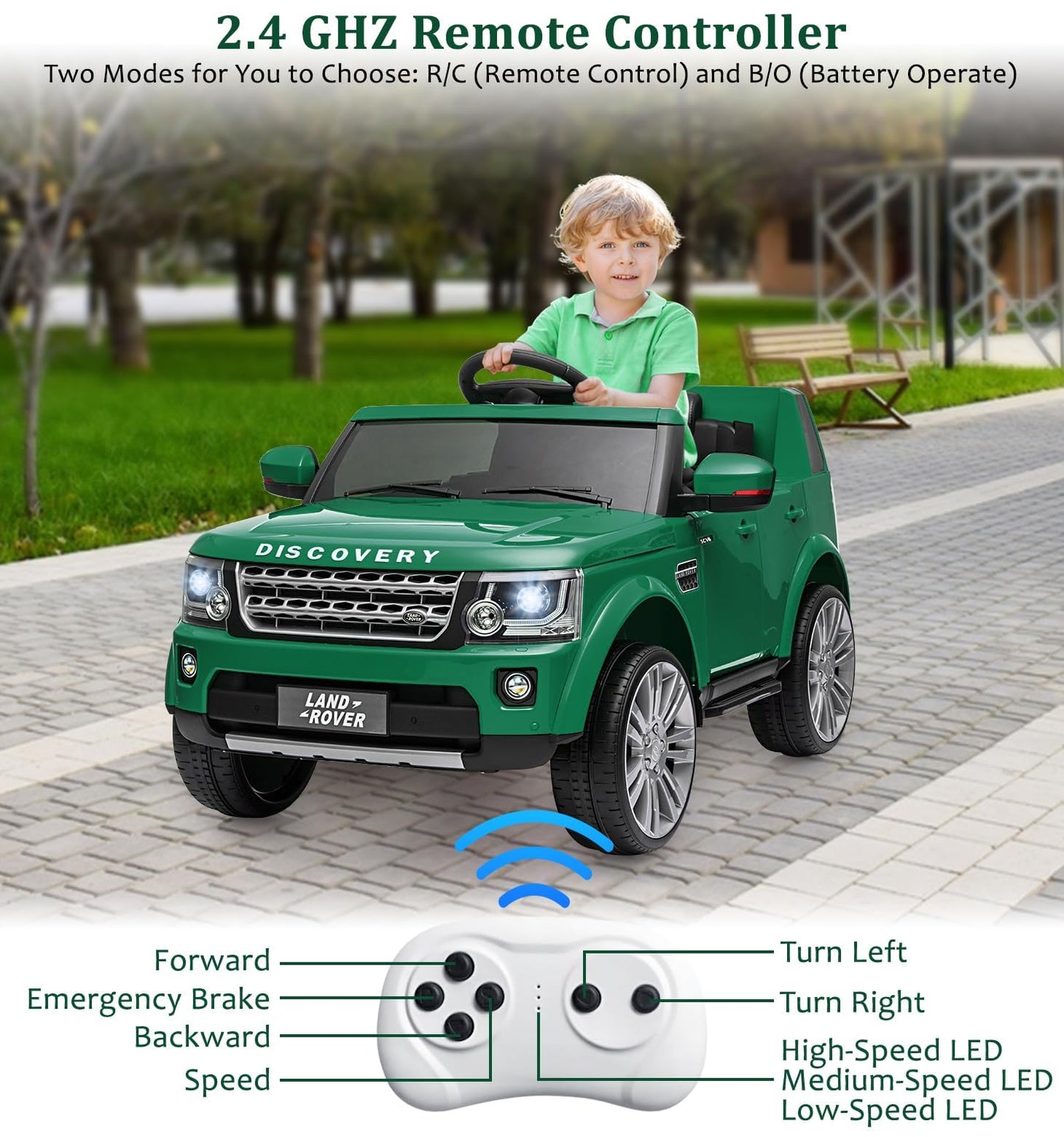 Garvee Ride - P Series: 12V 4.5 MPH, Parent Remote Control, Music Player, MP3, LED Lights, Green, 3-8 Years