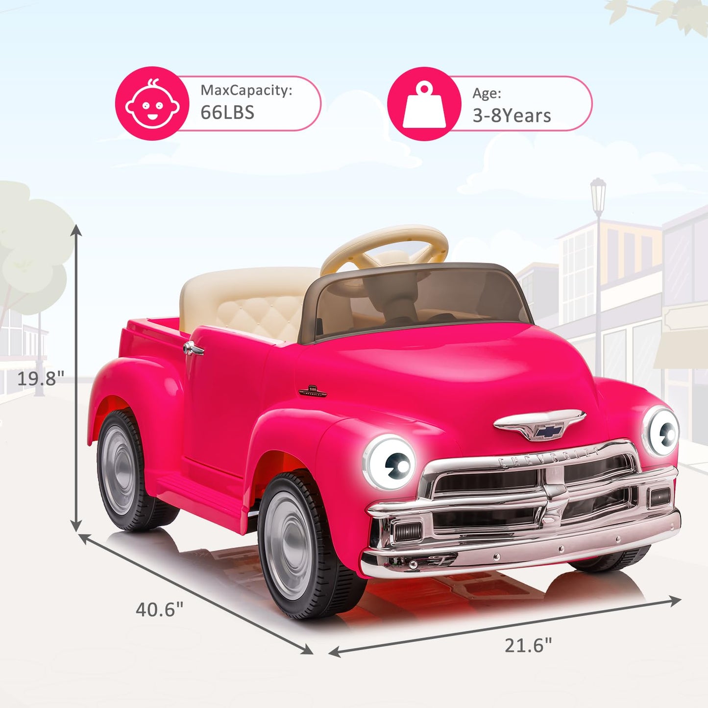 Garvee Ride - P Series: 3, Licensed Chevrolet 12V Ride on Car for Kids with LCD Show, Led Lights, Battery Powered 4-Wheels Ride on Electric Vehicle Toy with Seat Belt