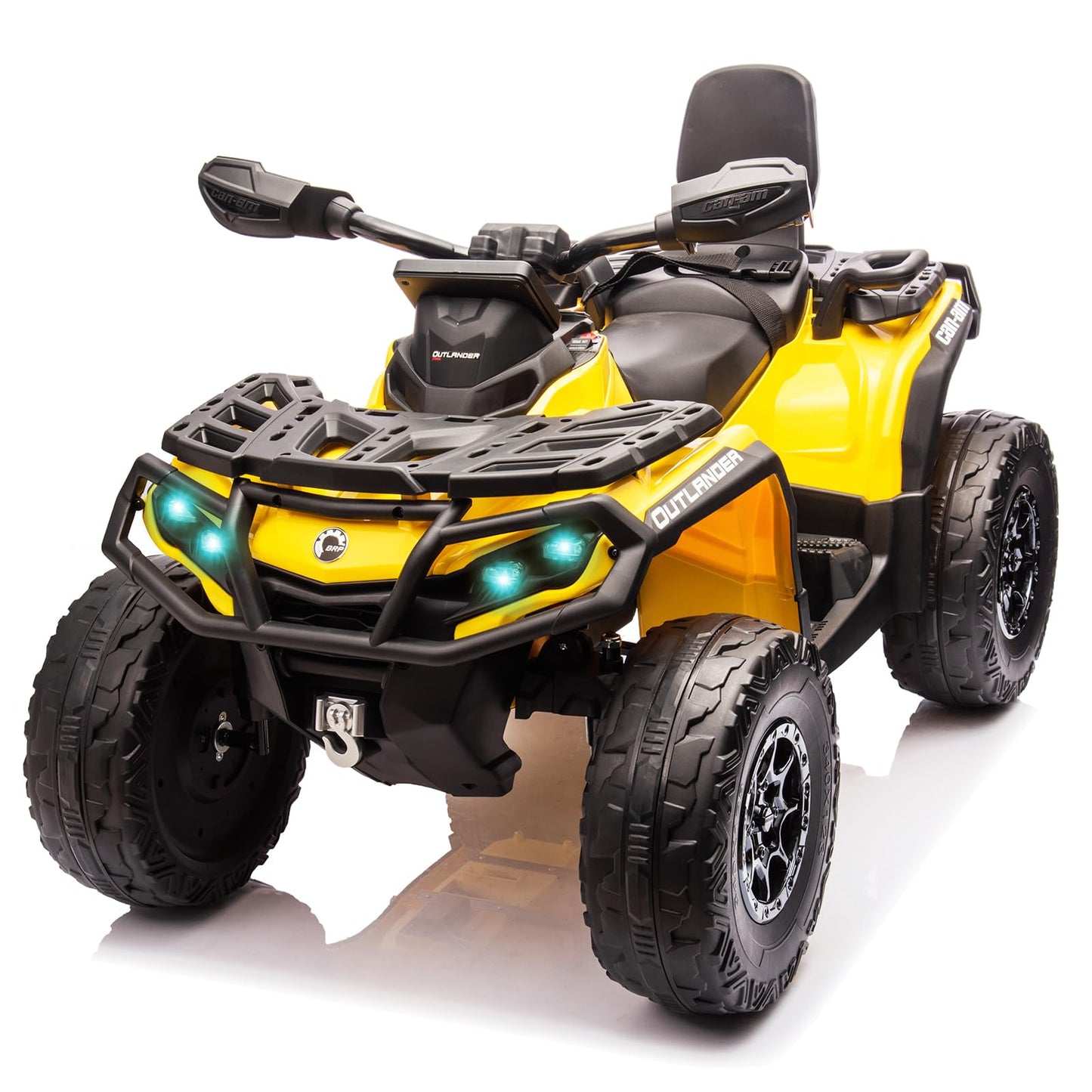 Garvee Ride - P Series: 12V Kids Ride On Electric ATV, 2 Leather Seater ATV Car for Kids, 27V Kids Ride On Toys with LED Headlights, Bluetooth & Music, Adjusted Speeds 2-4 MPH, Ride On Toys for Kids 3-8,Yellow