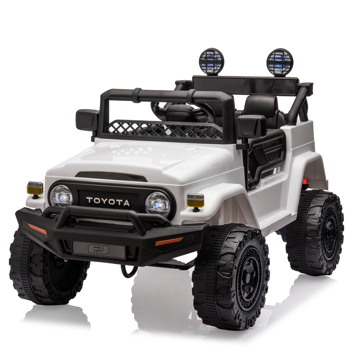 Garvee Ride - P Series: 12V Ride on Car for Kids, Licensed Toyota Ride on Truck, Battery Powered Electric Kids Car with Remote Control, Music, LED Lights, Suspension System, Double Doors, Safety Belt,Ride On Toy - White