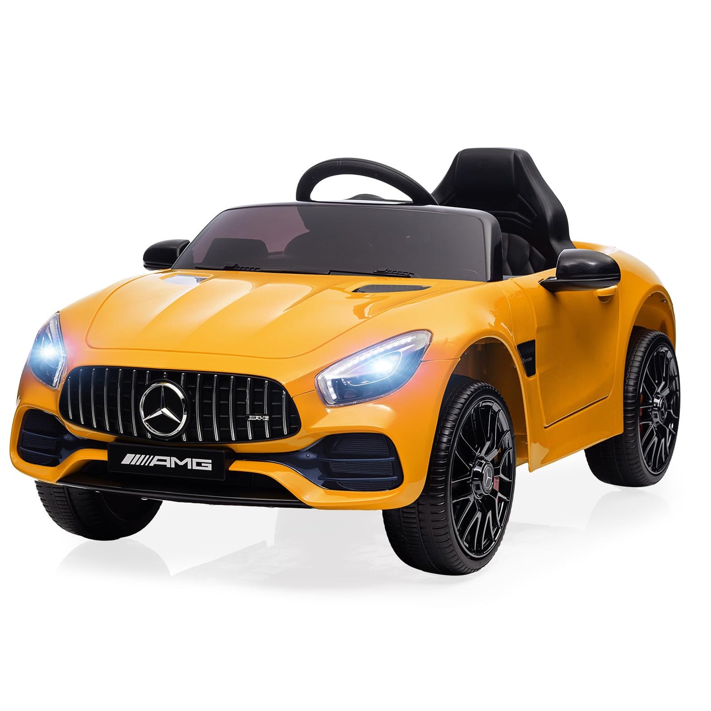Garvee Ride Car for Kids, 12V Power Battery Electric Vehicles for 3-7 Toddlers, Licensed Mercedes-Benz with Remote Control, MP3 Player - Yellow