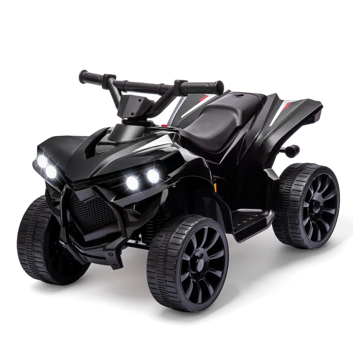 Garvee Ride - P Series: 6V Quad ATV for Kids Toddler 3+ years, Max 55lb Capacity ，With LED, Music, Foot Pedal, Wear-Resistant Wheels, 1.9 MPH - Black