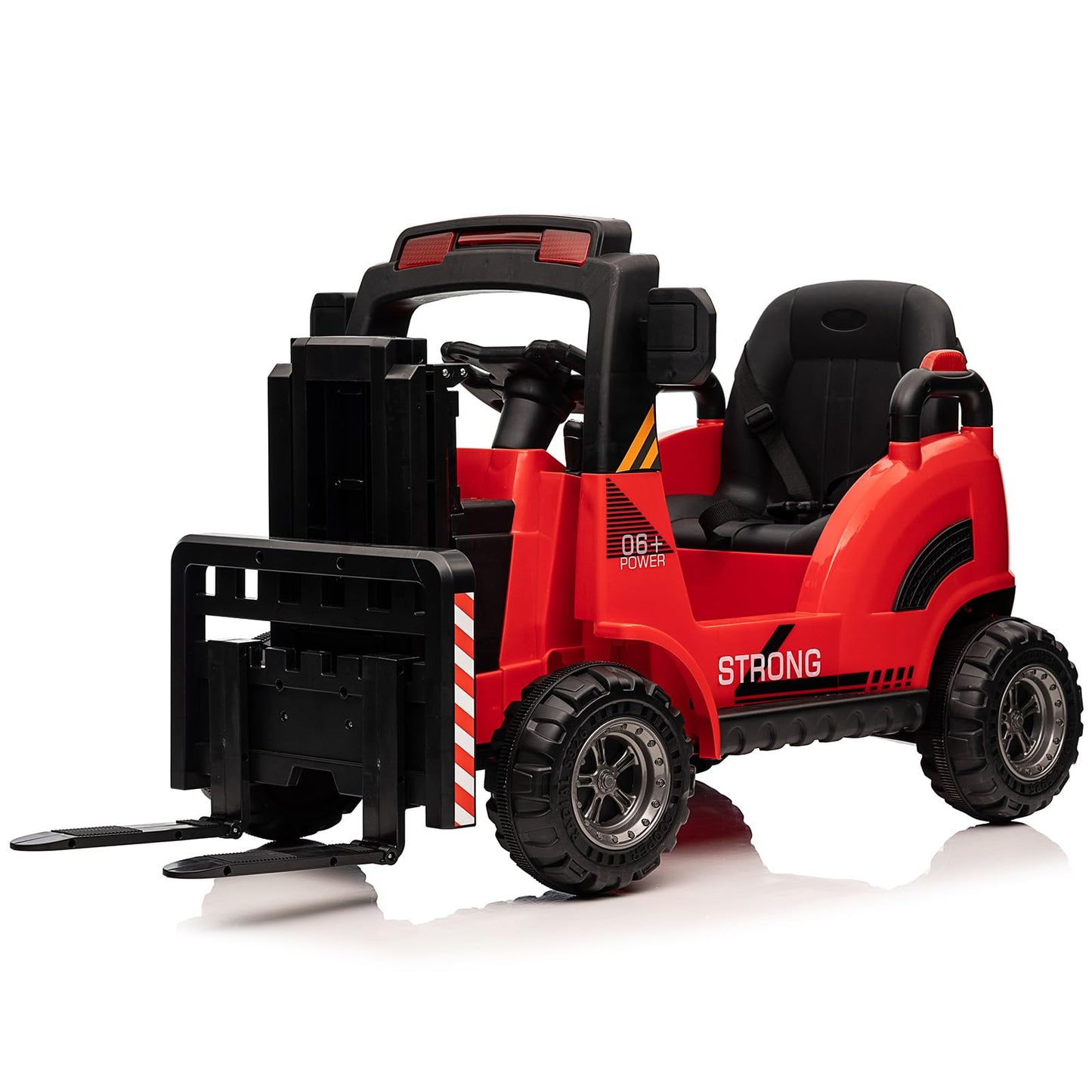 Garvee Ride - P Series: 12V Electric Forklift Ride-On: Liftable Fork, Remote, Music, Realistic Design, 66lb Load, for 3-7 Years - Red